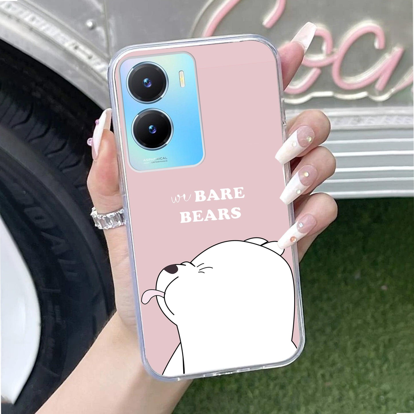 We Bare Bears Transparent Silicon Case Pink For Vivo
