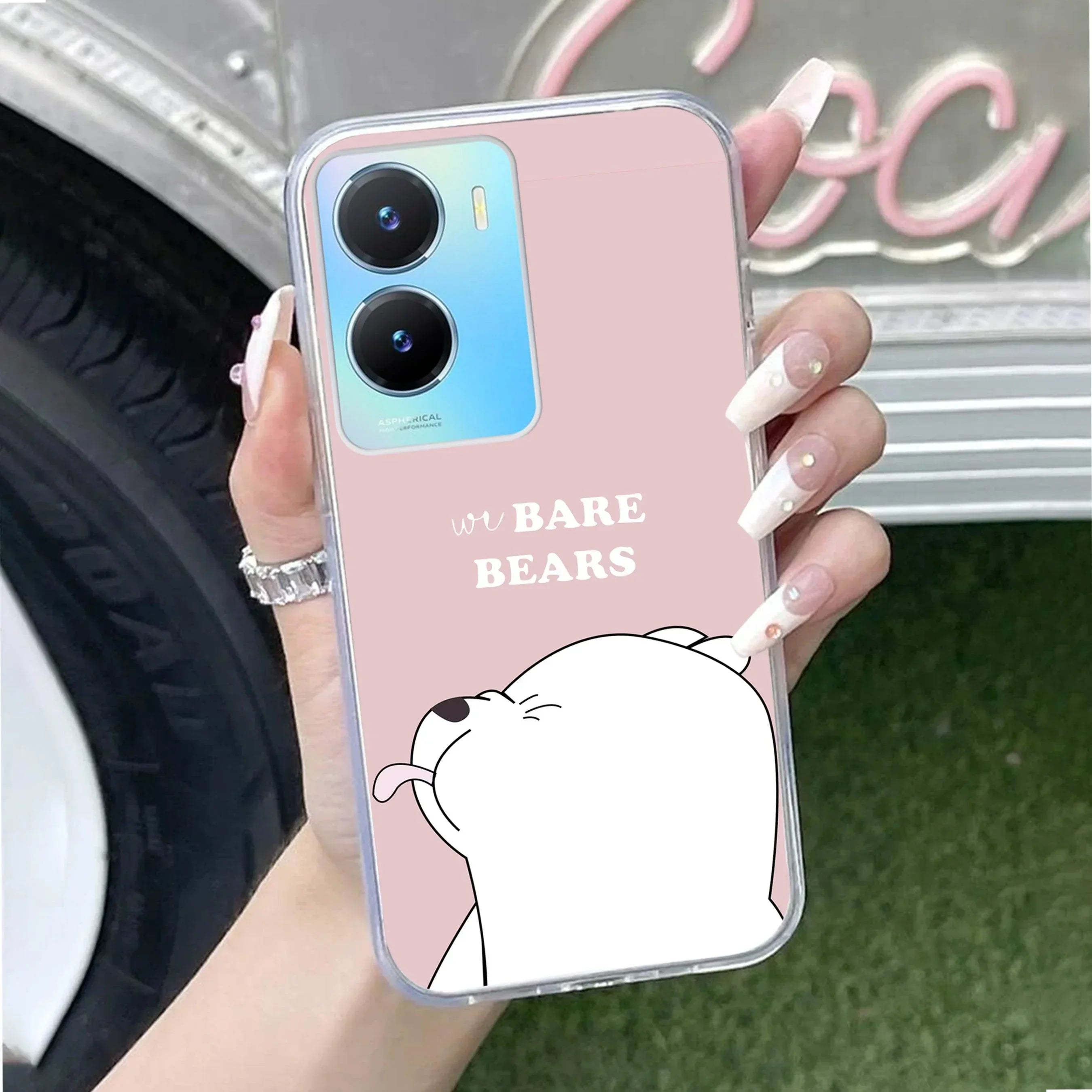 We Bare Bears Transparent Silicon Case Pink For Vivo T2 Pro 5G