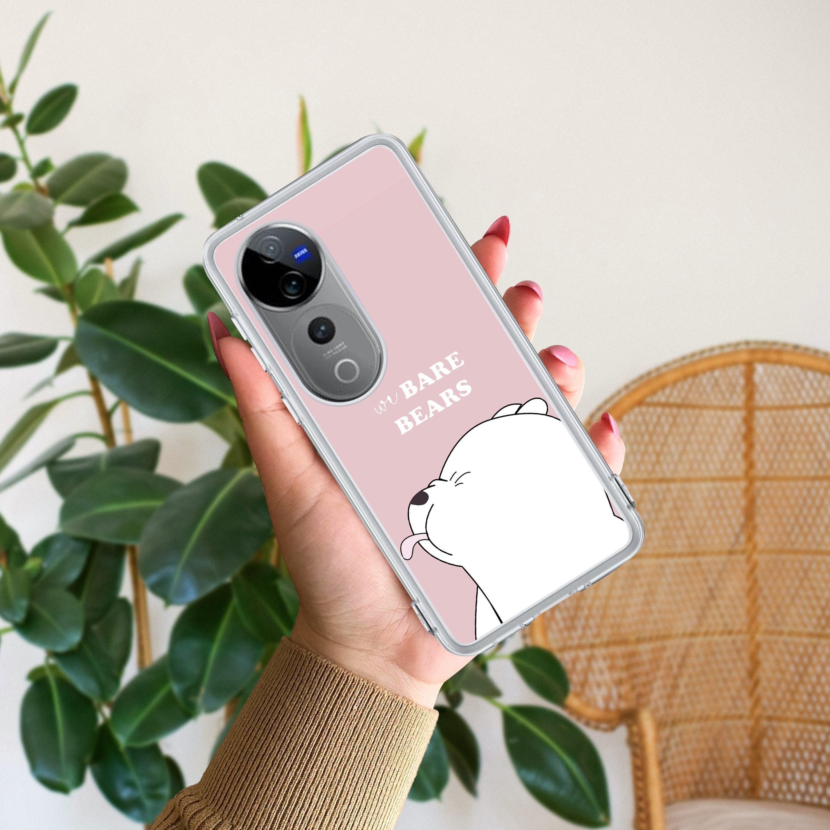 We Bare Bears Transparent Silicon Case Pink For Vivo T1 5G