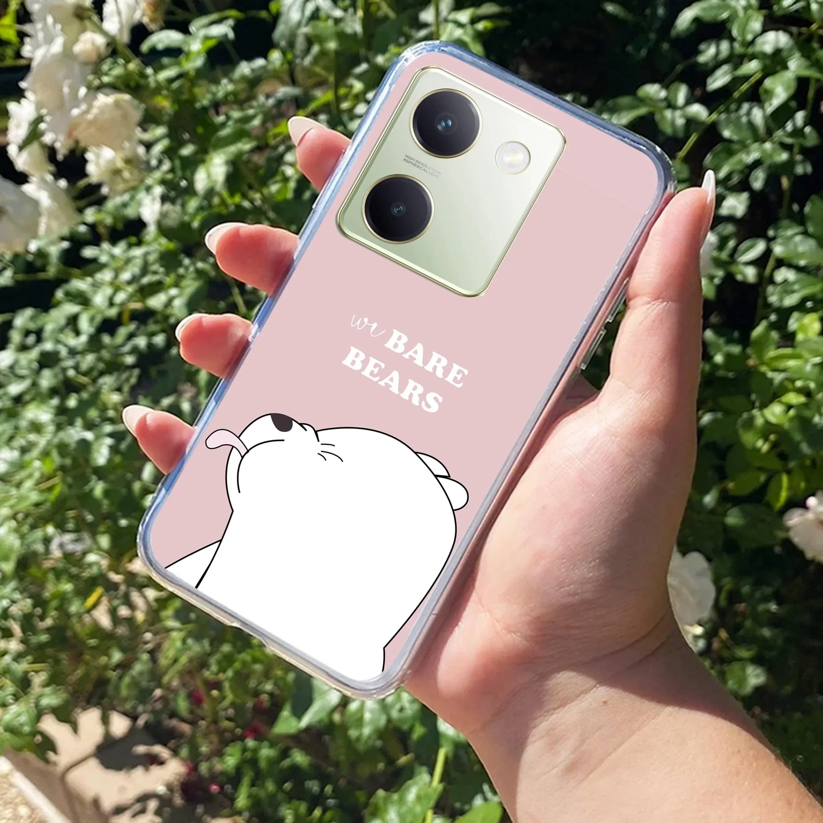We Bare Bears Transparent Silicon Case Pink For Vivo X90 Pro Plus 5G