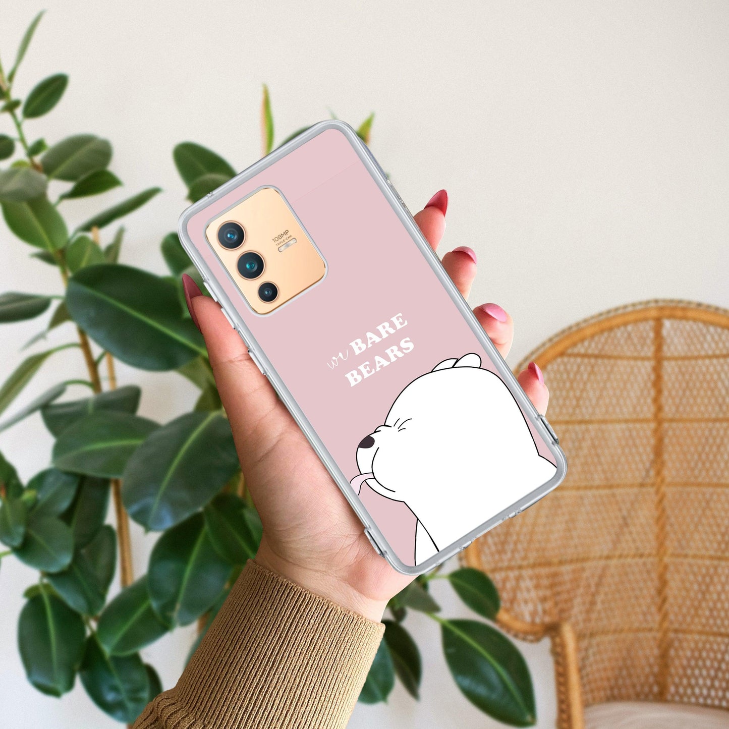 We Bare Bears Transparent Silicon Case Pink For Vivo