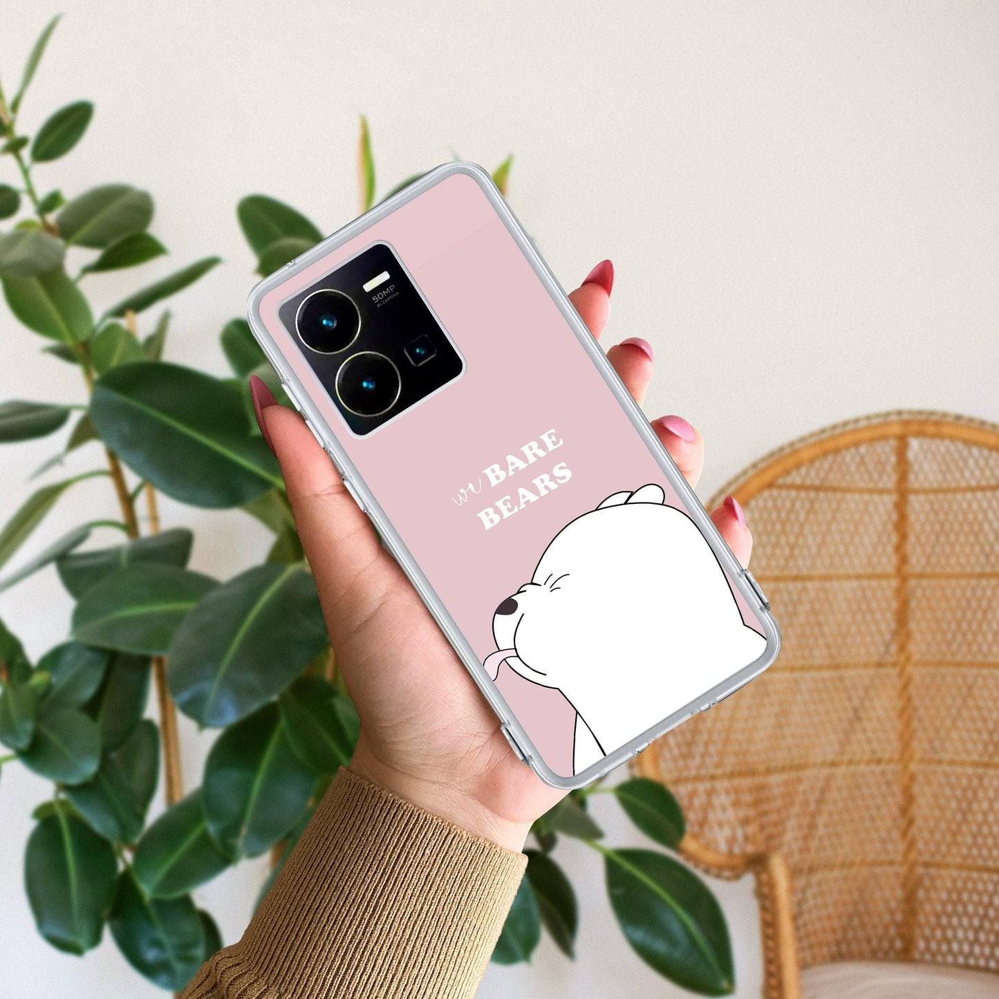 We Bare Bears Transparent Silicon Case Pink For Vivo