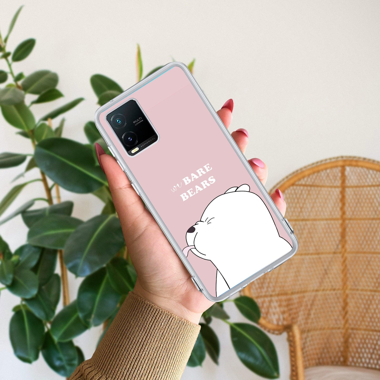 We Bare Bears Transparent Silicon Case Pink For Vivo
