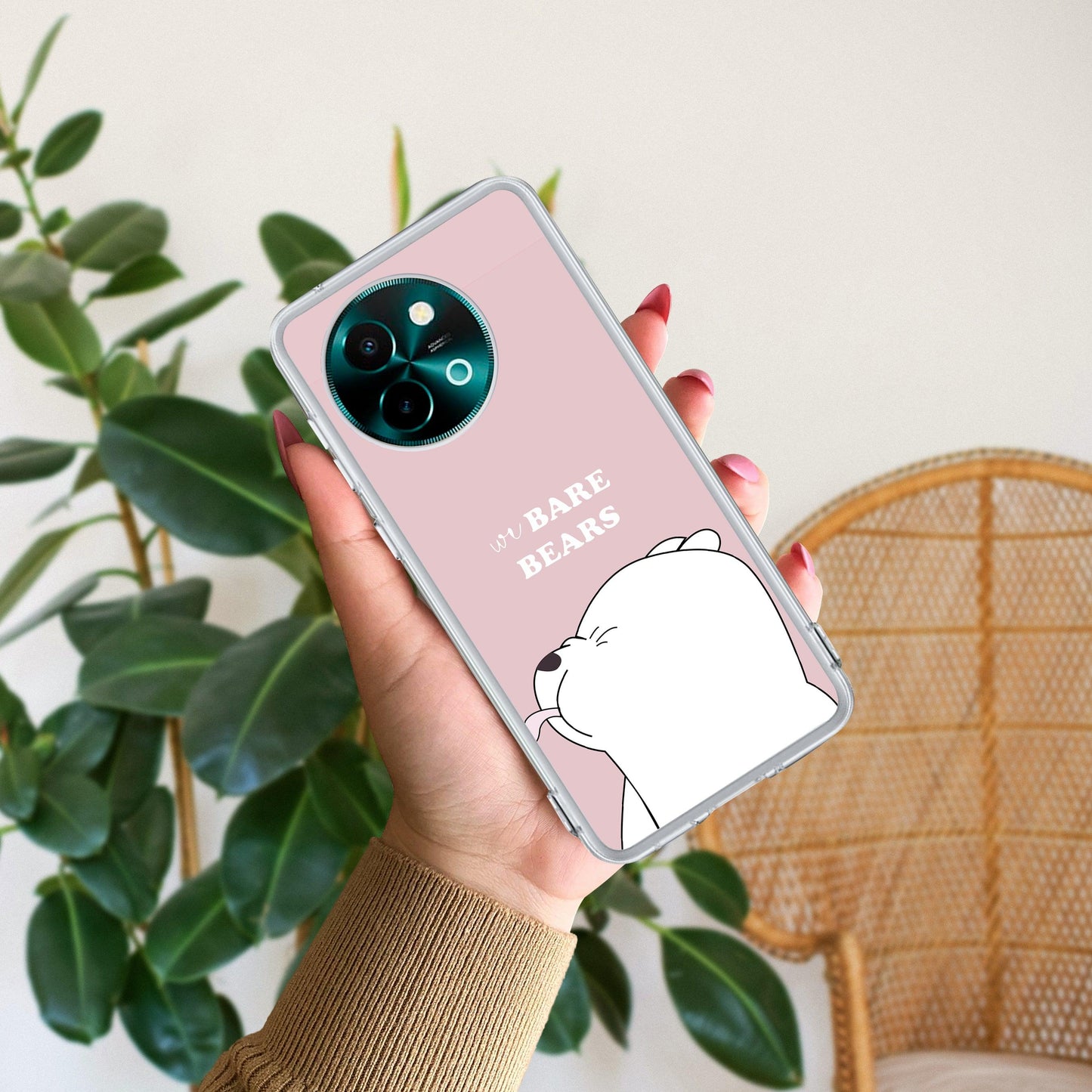 We Bare Bears Transparent Silicon Case Pink For Vivo