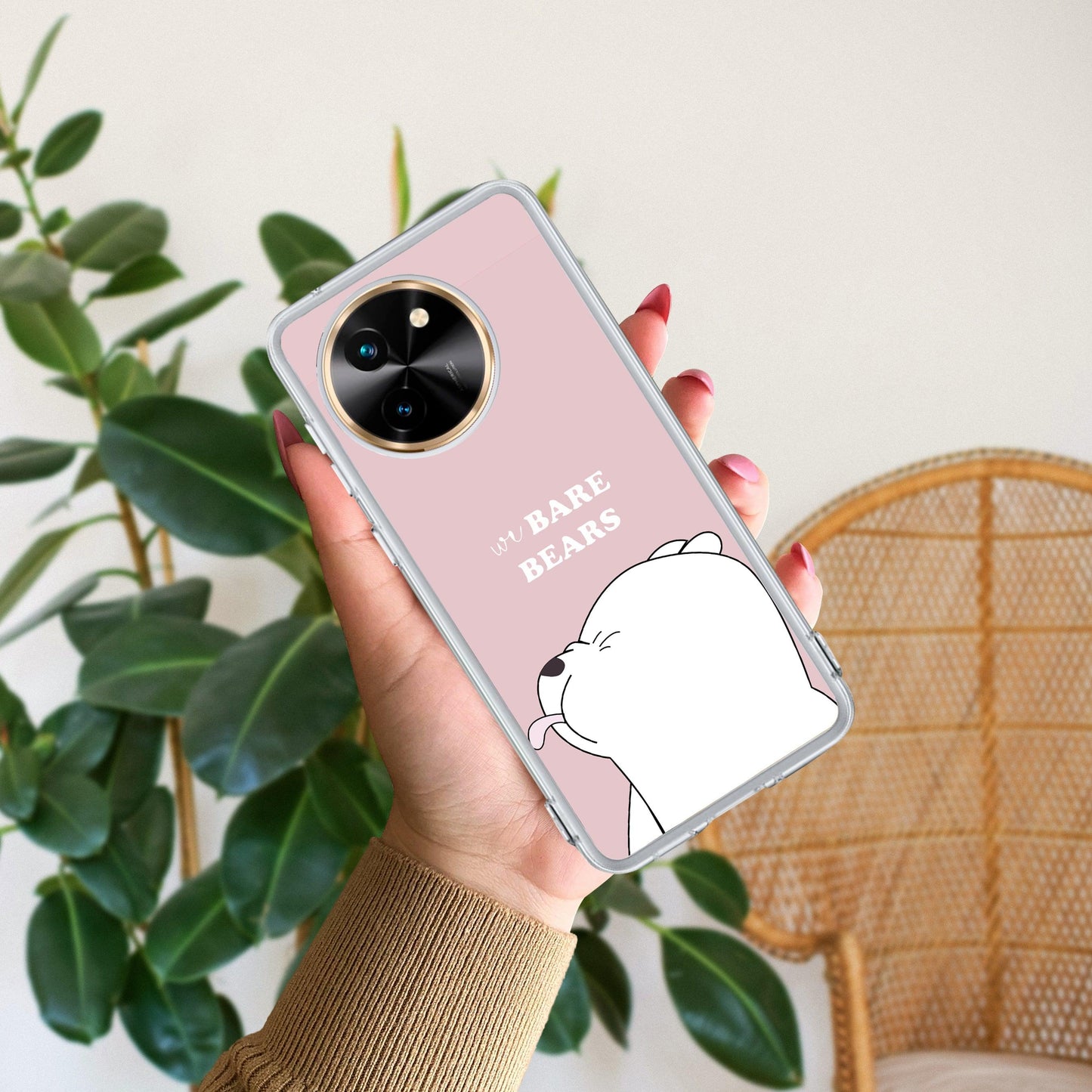 We Bare Bears Transparent Silicon Case Pink For Vivo