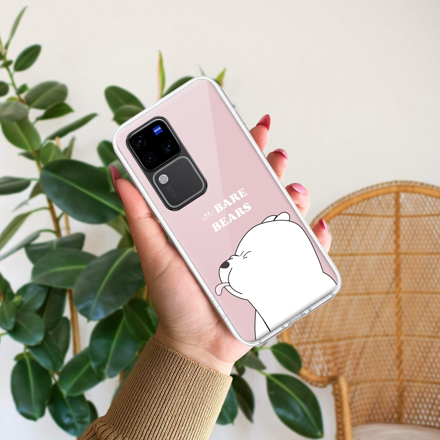 We Bare Bears Transparent Silicon Case Pink For Vivo