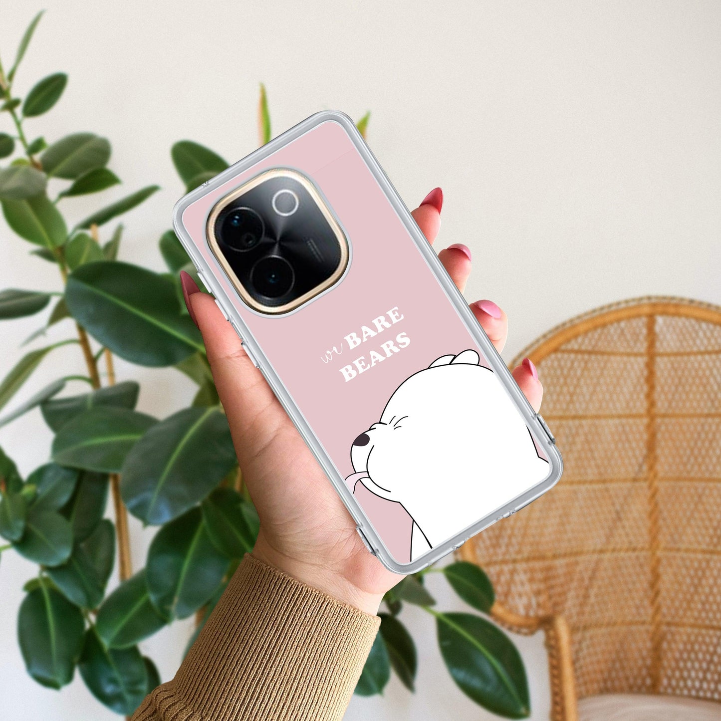 We Bare Bears Transparent Silicon Case Pink For Vivo