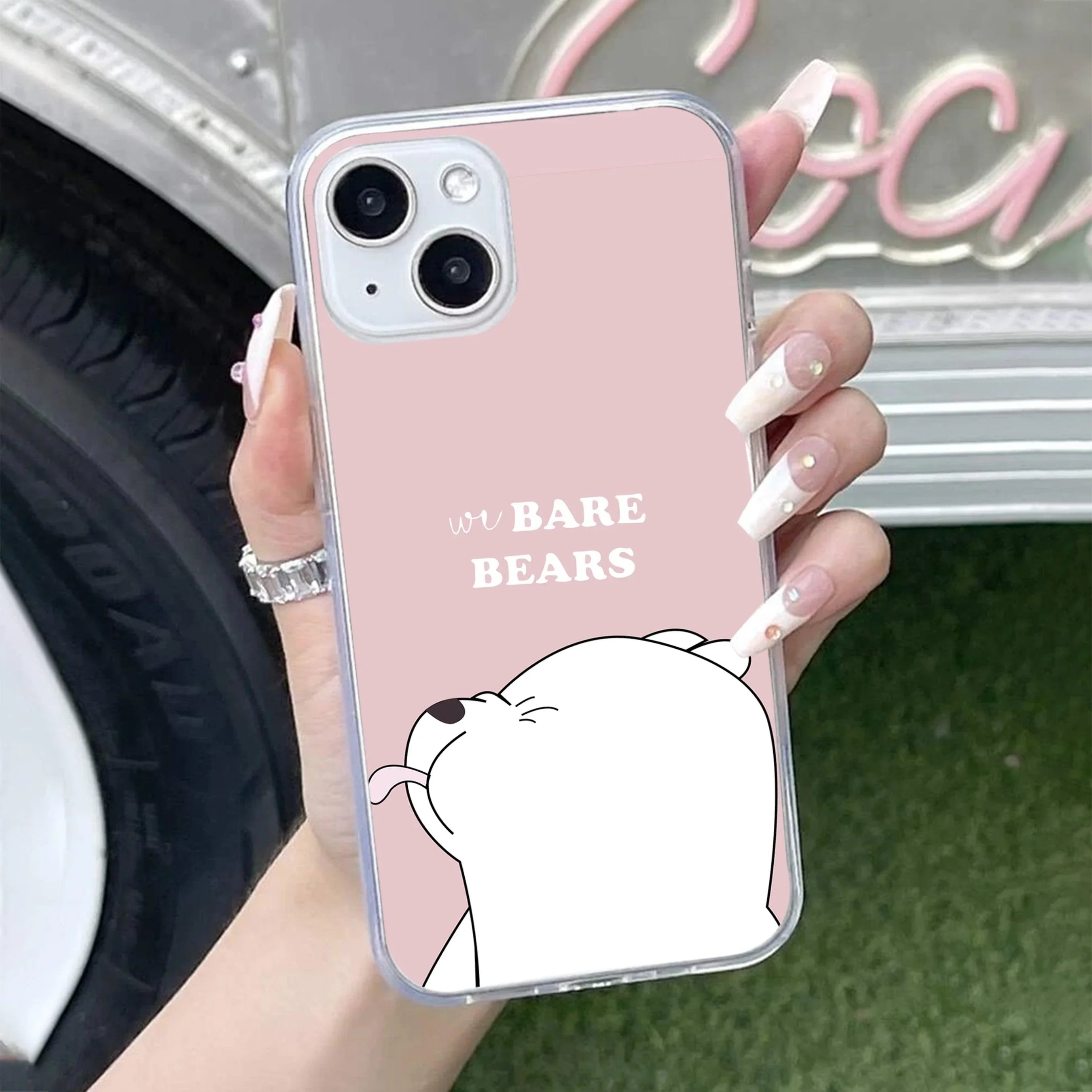 We Bare Bears Transparent Silicon Case Pink For iPhone 14 Pro Max