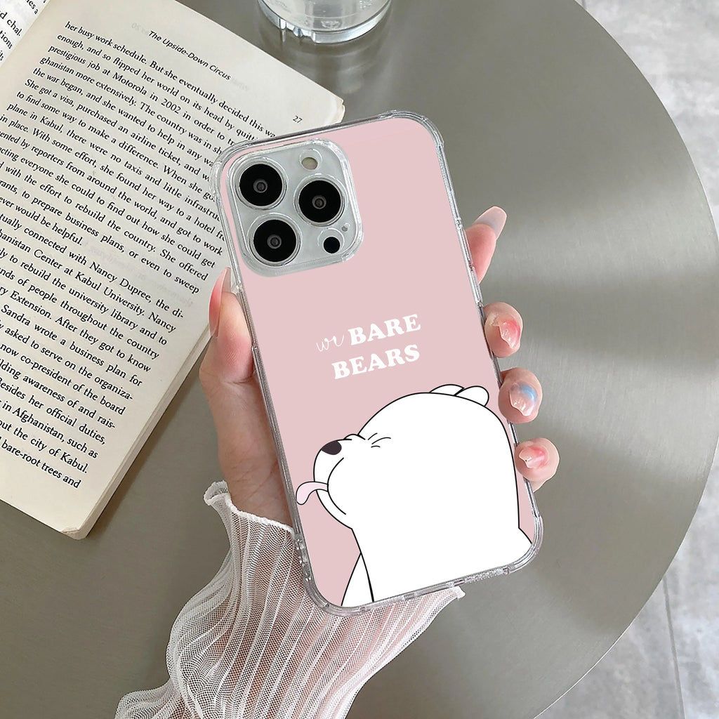 We Bare Bears Transparent Silicon Case Pink For iPhone 15 Plus