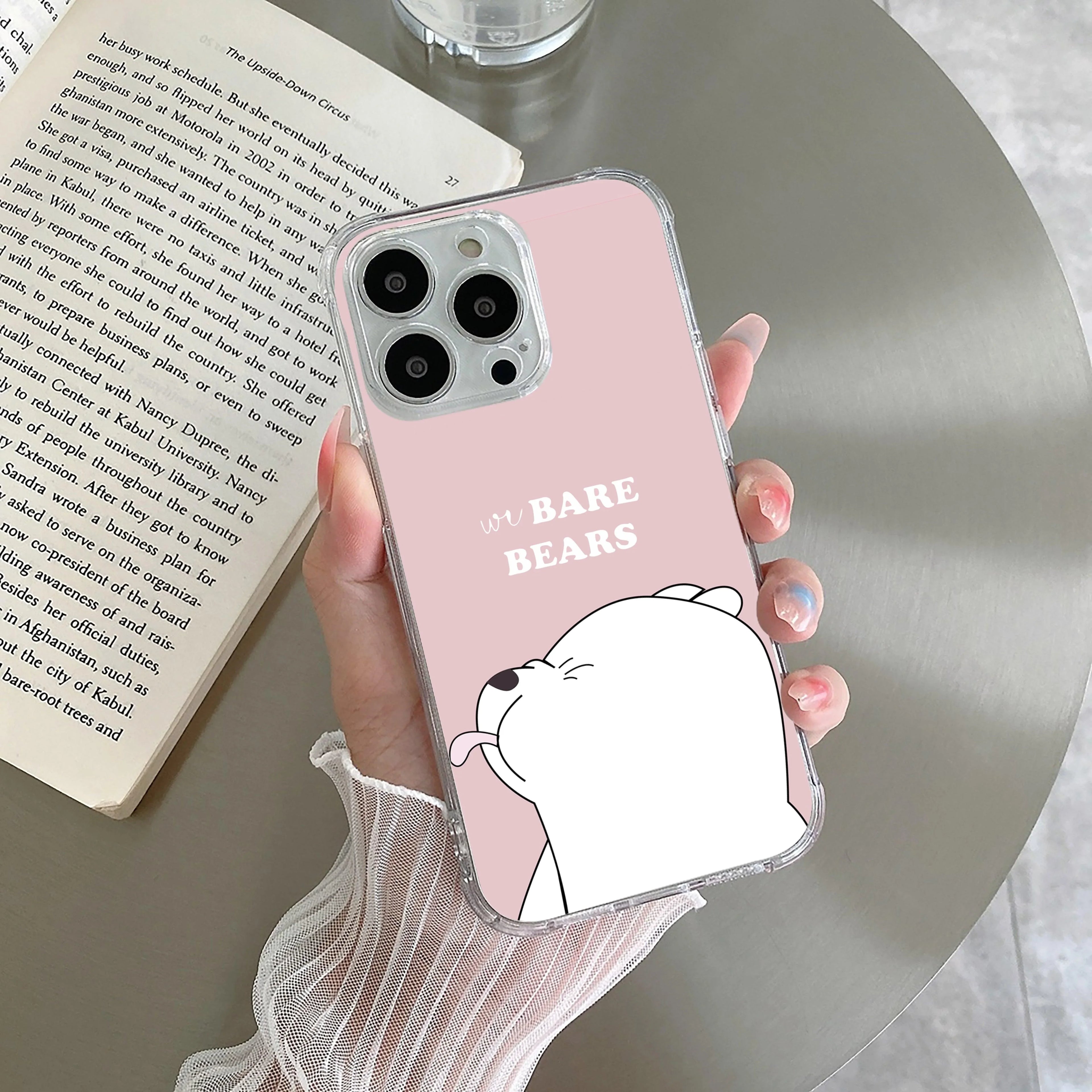 We Bare Bears Transparent Silicon Case Pink For iPhone 15 Plus