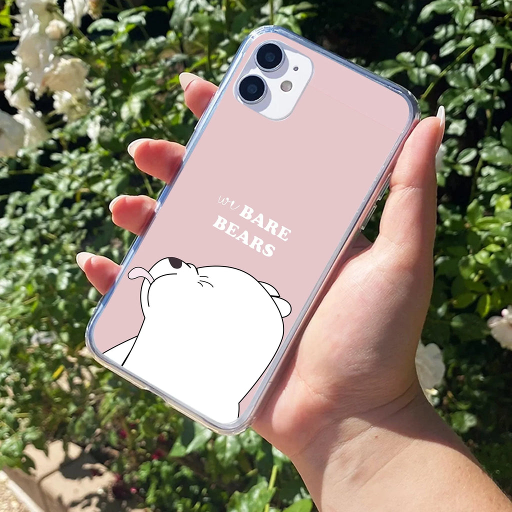 We Bare Bears Transparent Silicon Case Pink For iPhone 12