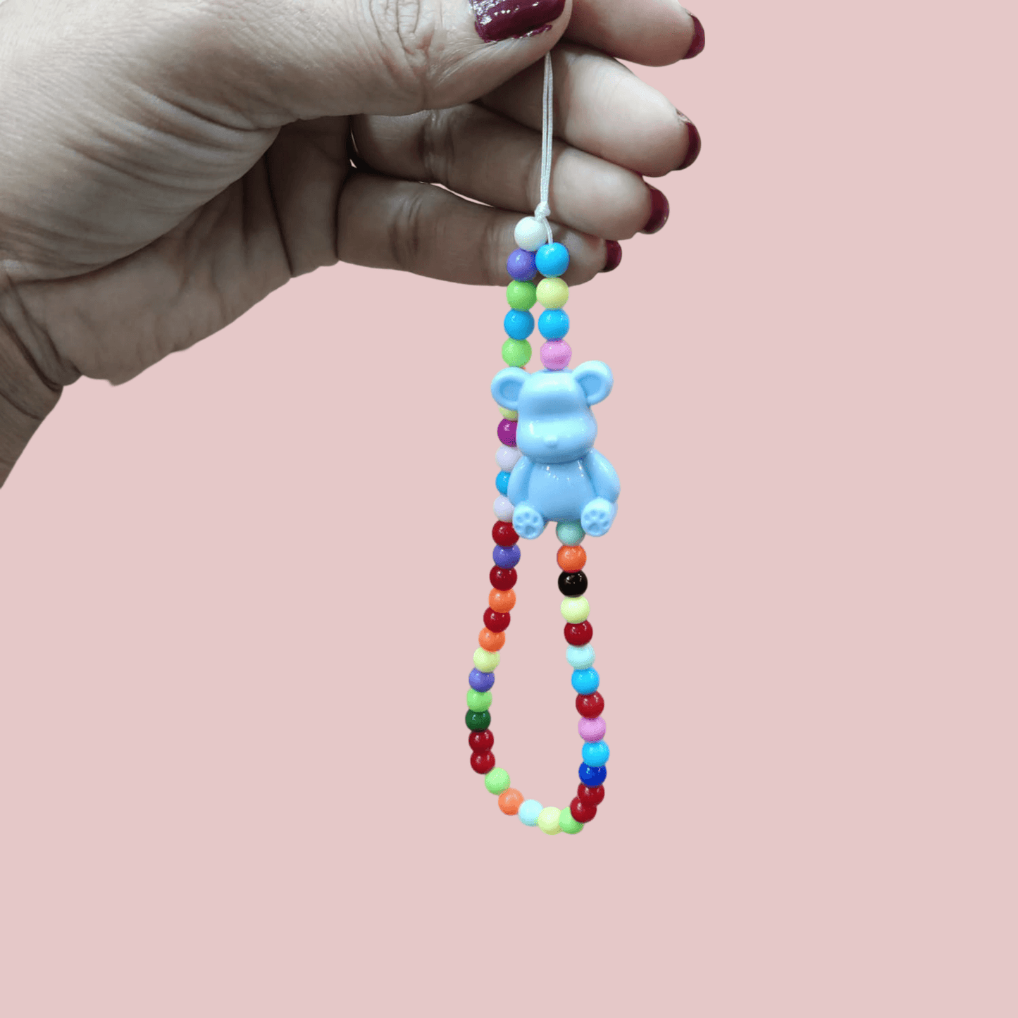 Bear With Color Pearls Phone Charm Strap