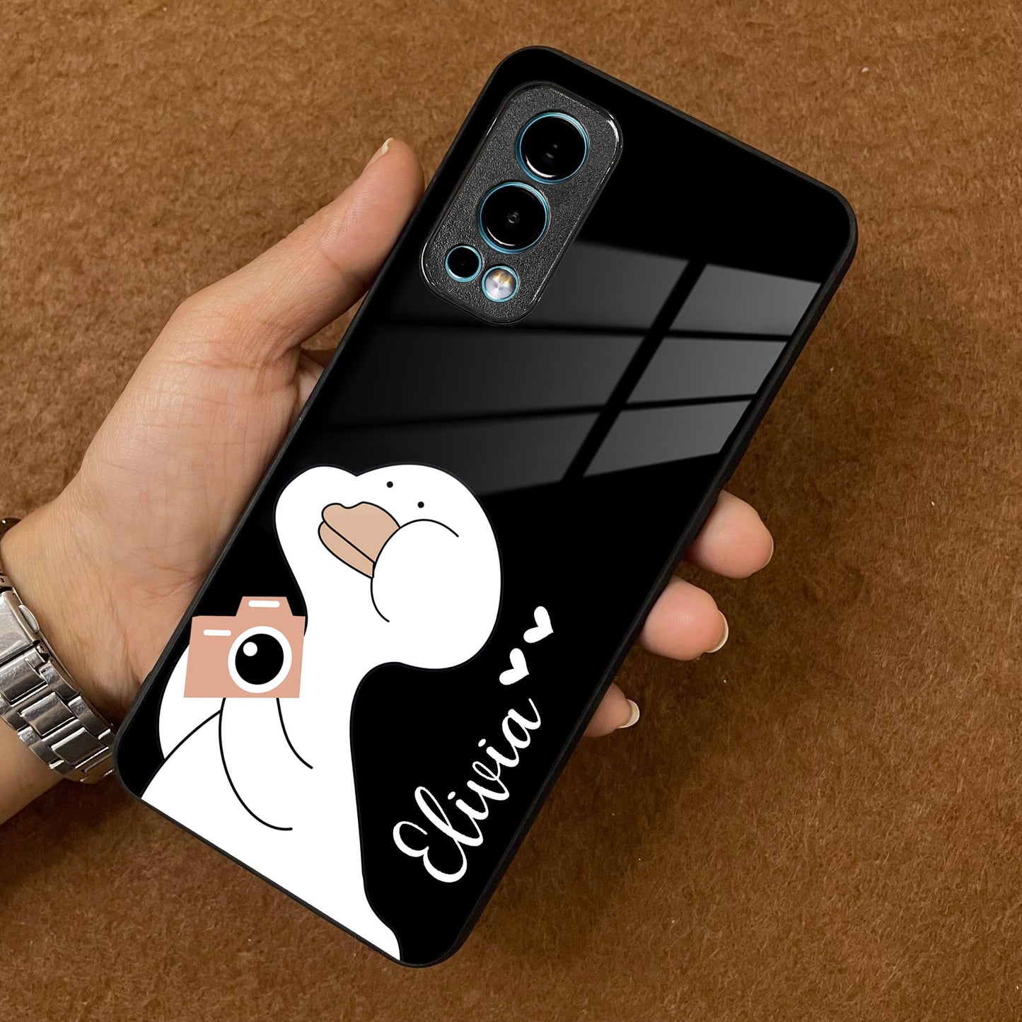 White Duck Glass Case Cover For OnePlus