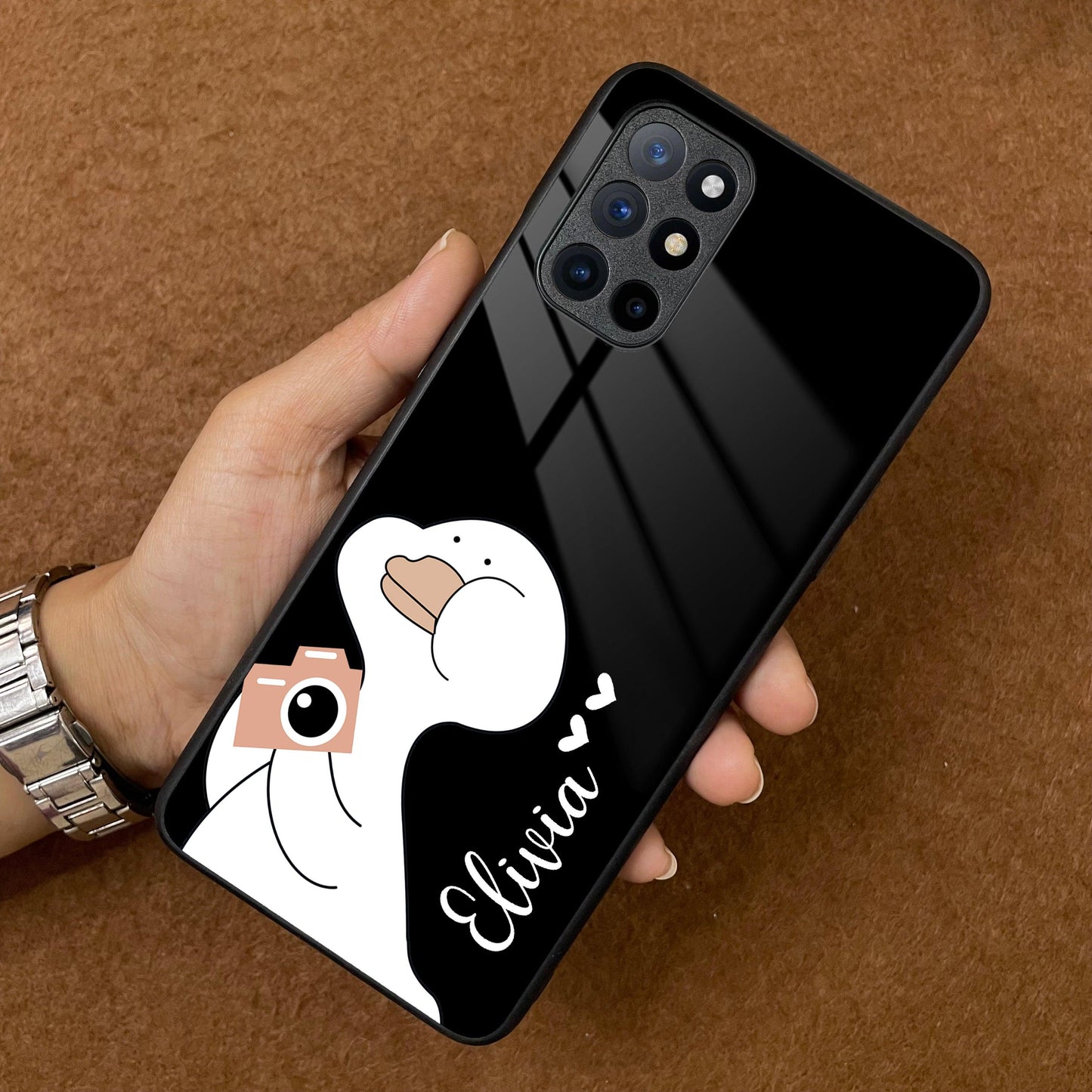 White Duck Glass Case Cover For OnePlus