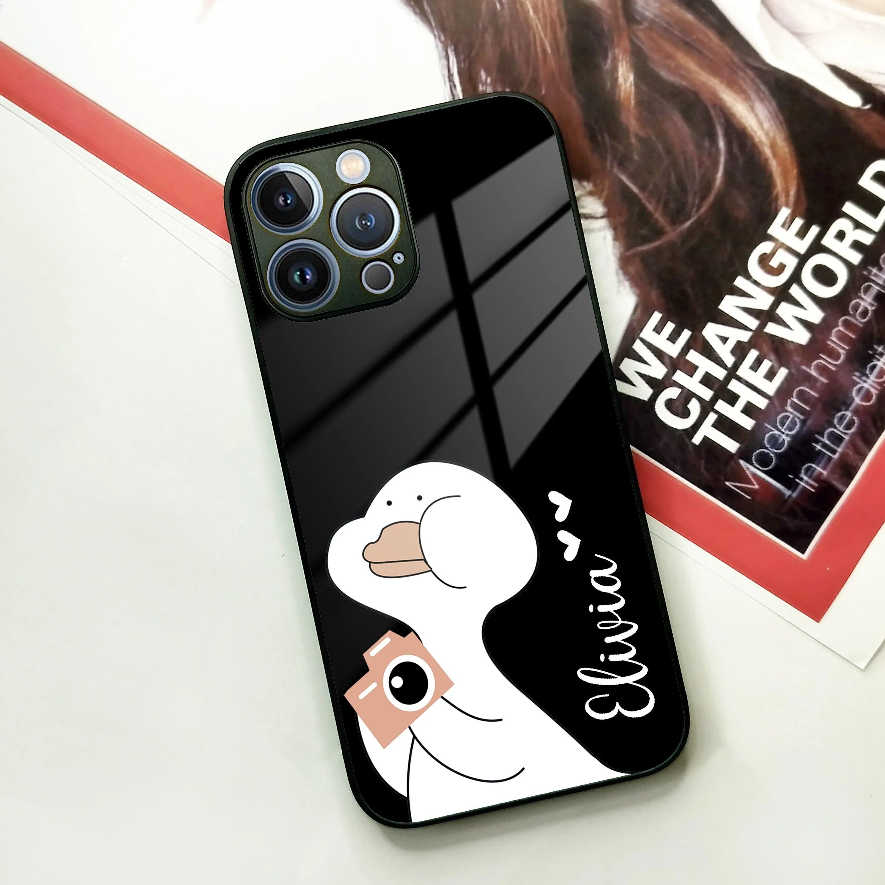 White Duck Glass Case Cover For iPhone - ShopOnCliQ