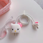 White Kitty 3D Cartoon Silicone Charger Cover for iPhone 18W/20W - 360° Full Protection - ShopOnCliQ