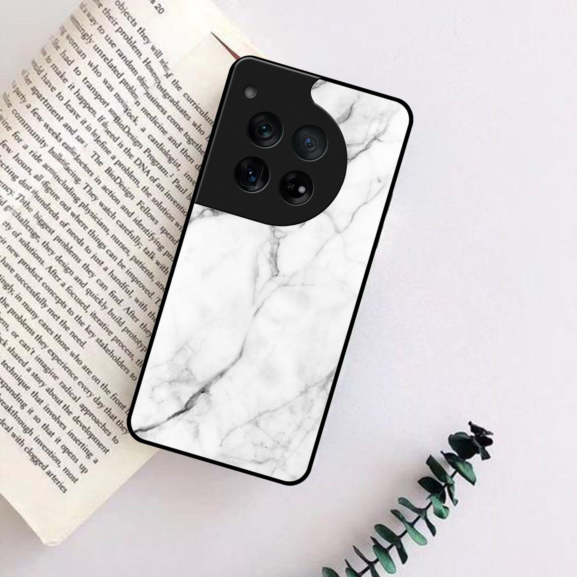 White Marble Patter Glass Case Cover For OnePlus ShopOnCliQ