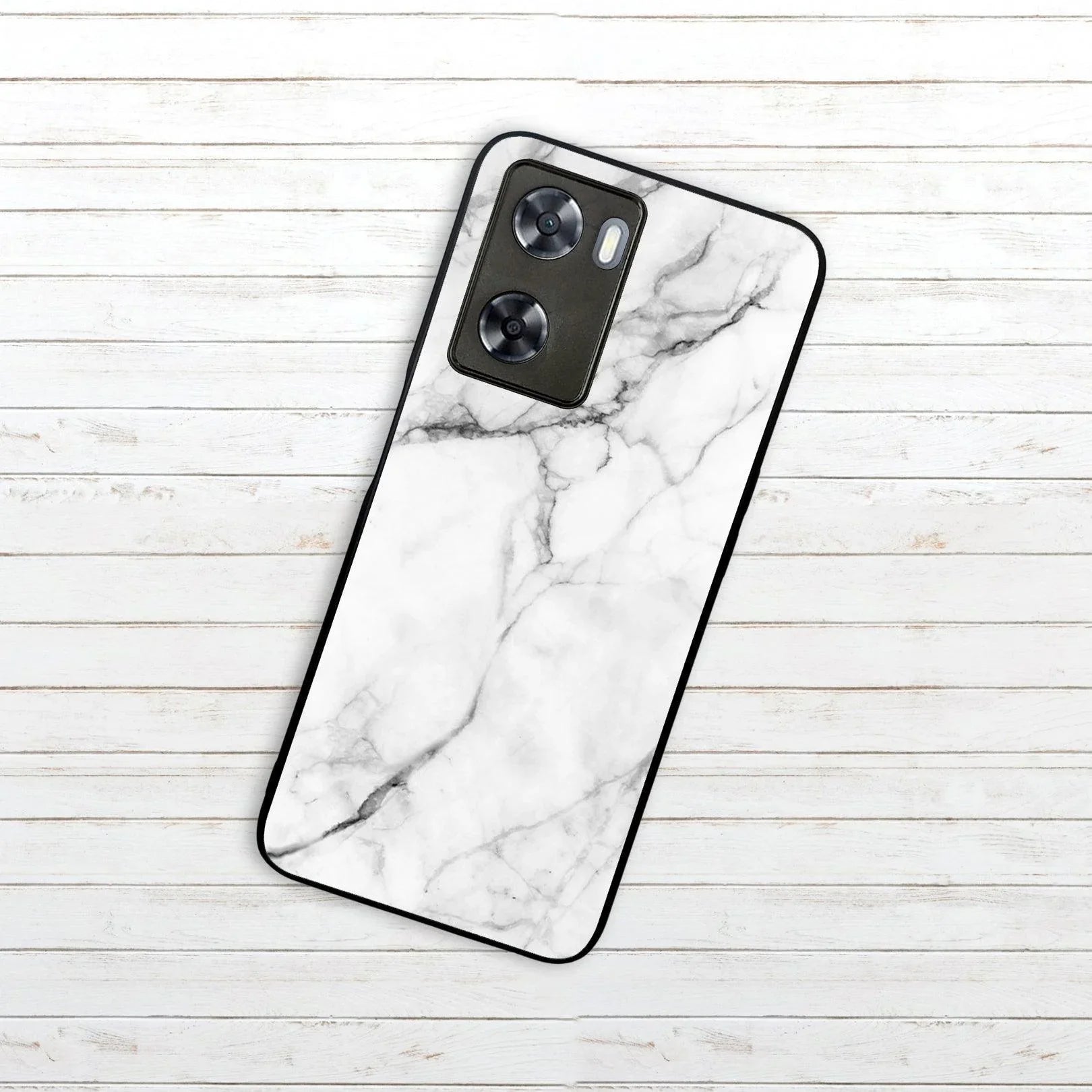 White Marble Patter Glass Case Cover For Oppo - ShopOnCliQ