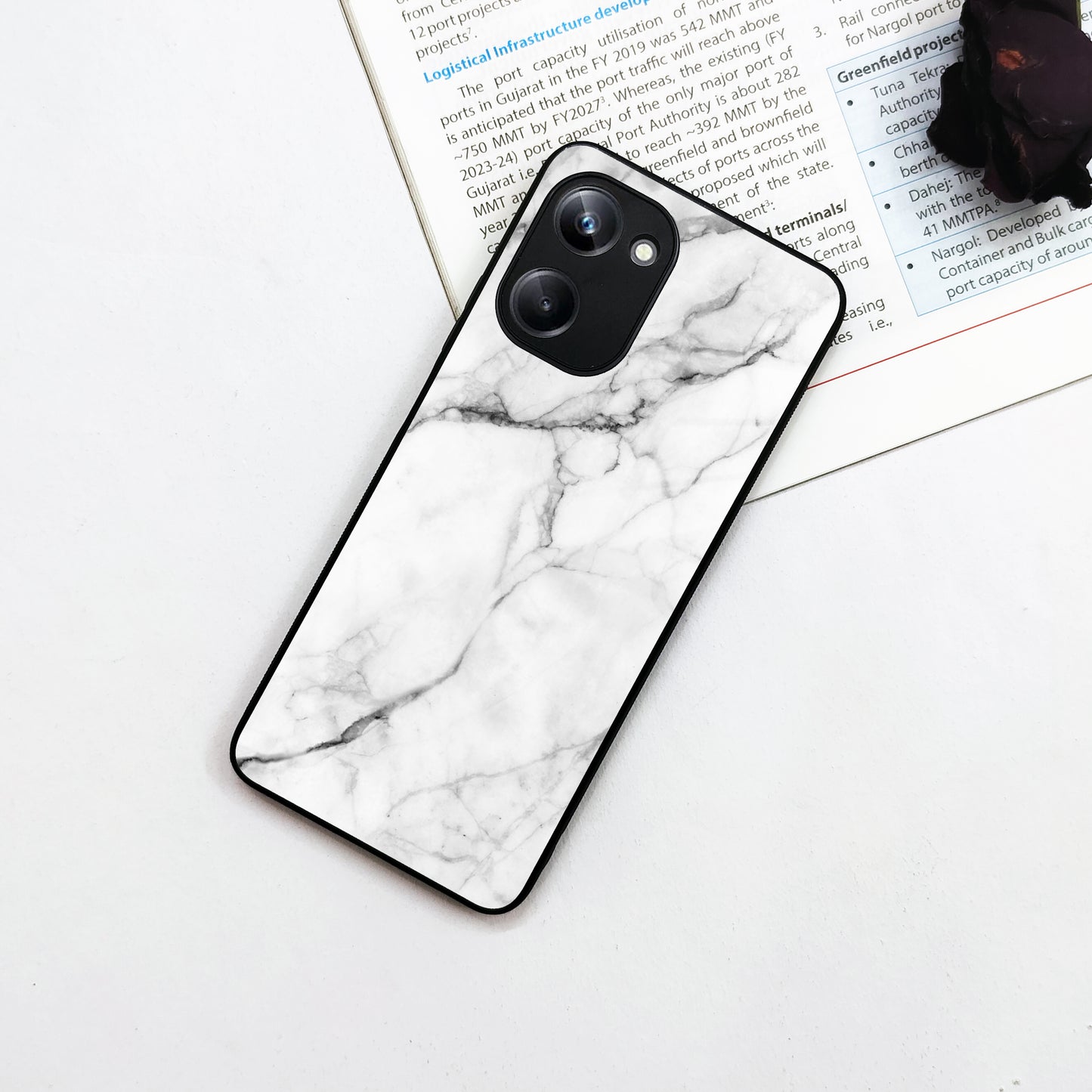 White Marble Patter Glass Case Cover For Realme/Narzo ShopOnCliQ