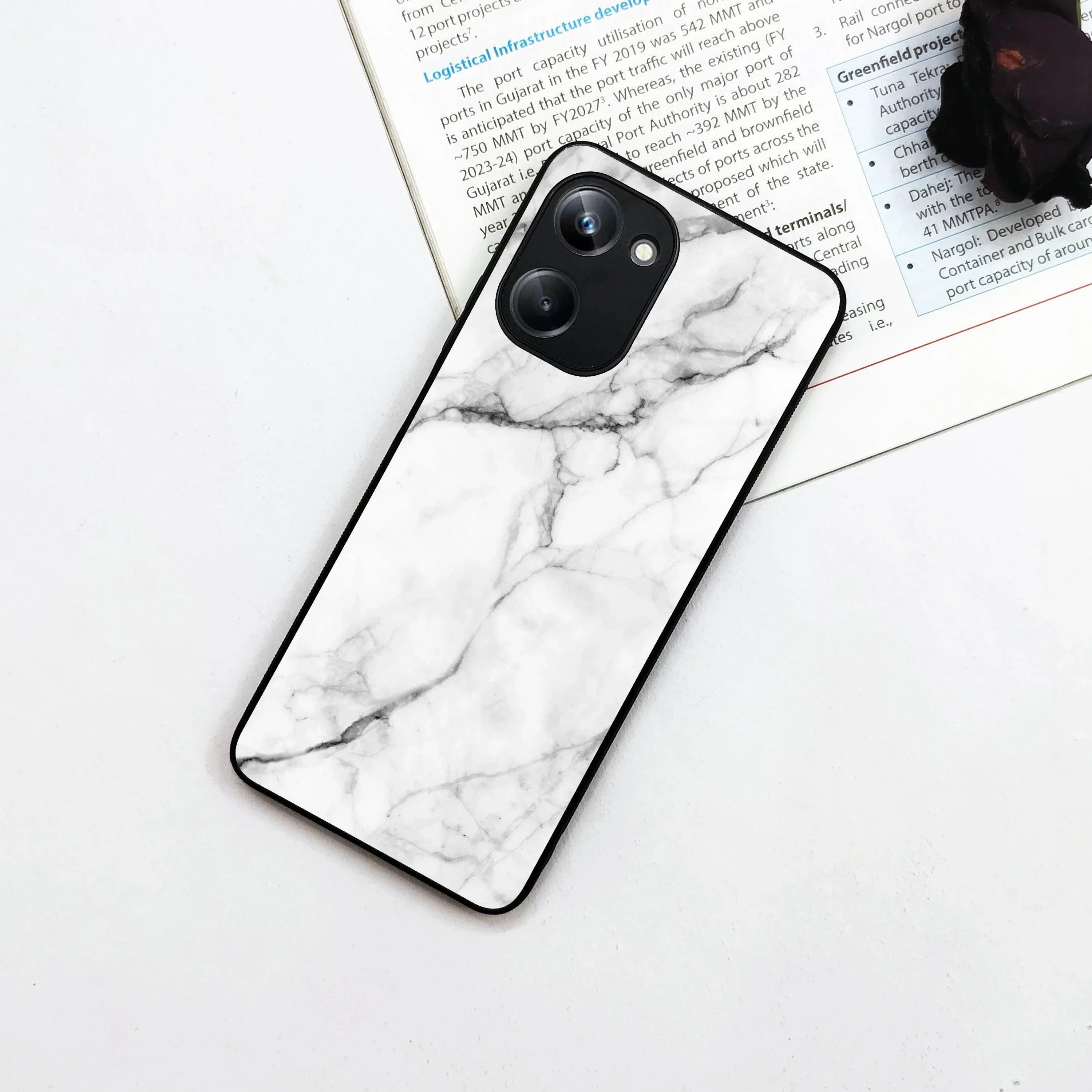 White Marble Patter Glass Case Cover For Realme/Narzo - ShopOnCliQ