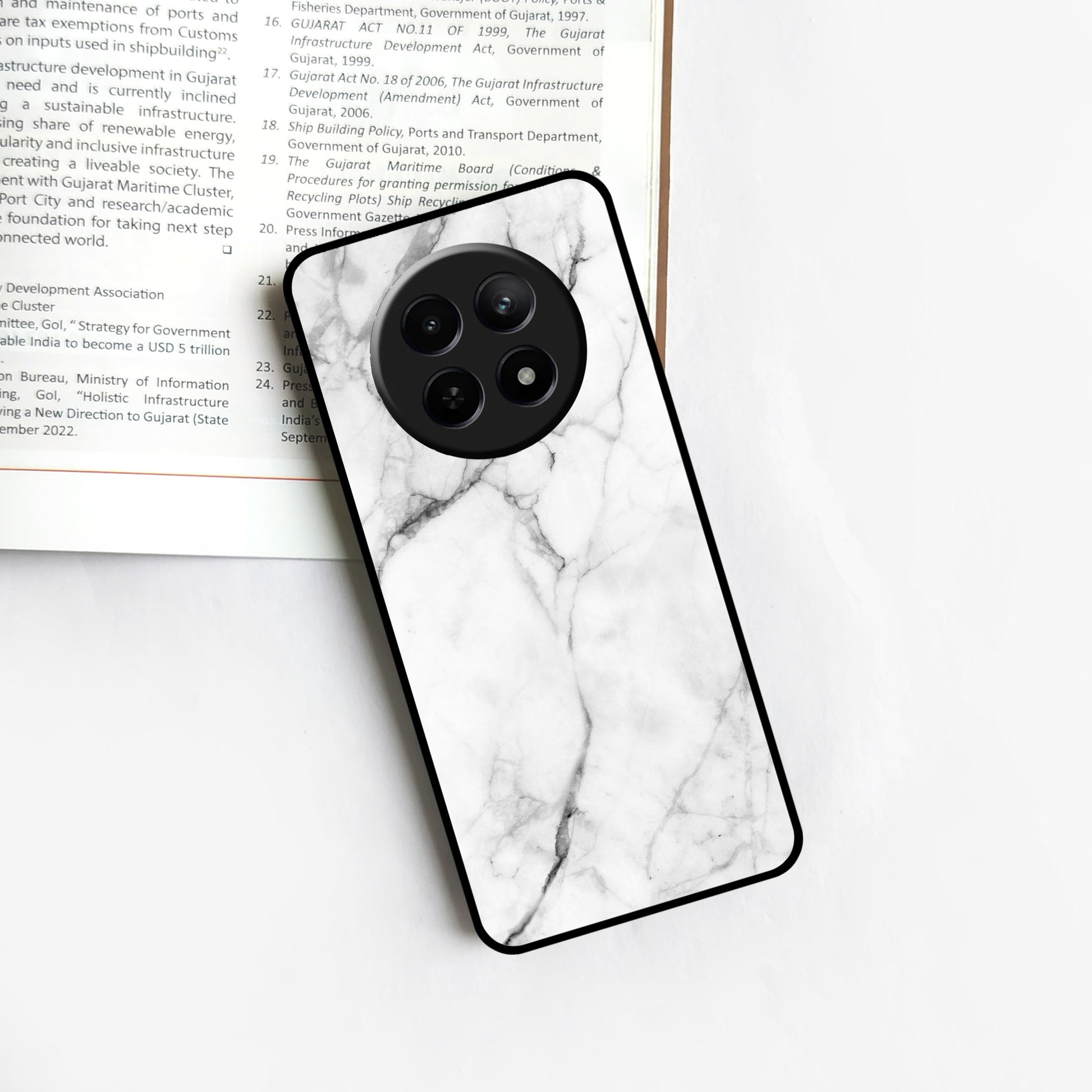 White Marble Patter Glass Case Cover For Realme/Narzo ShopOnCliQ