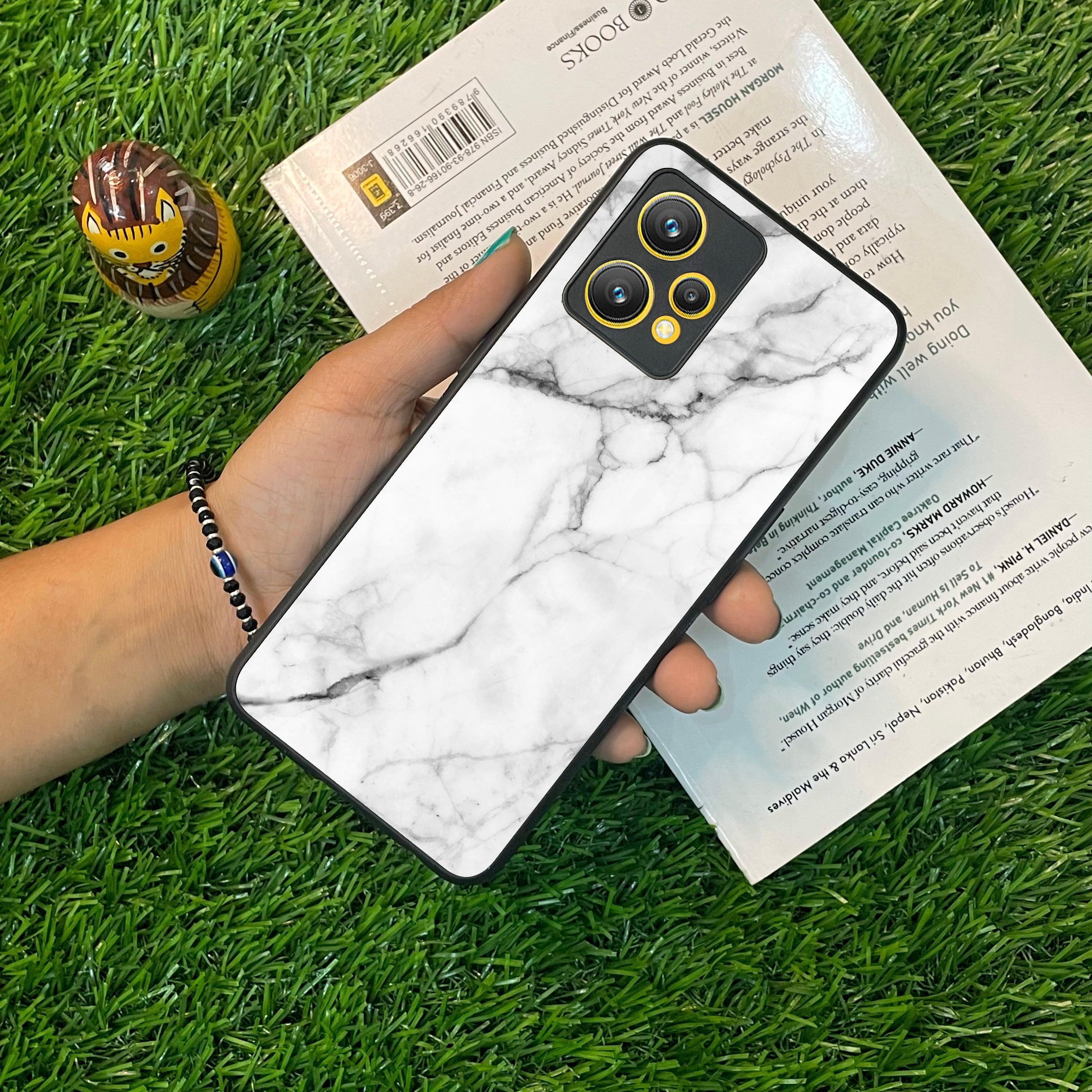 White Marble Patter Glass Case Cover For Realme/Narzo - ShopOnCliQ