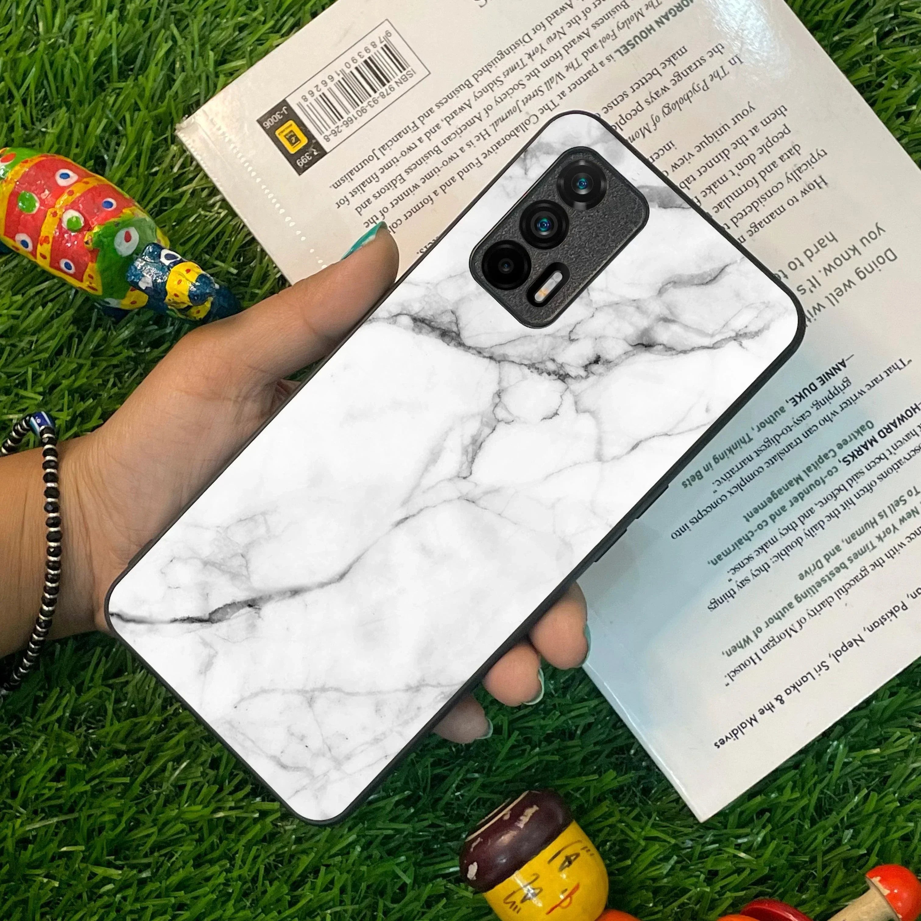 White Marble Patter Glass Case Cover For Realme/Narzo - ShopOnCliQ