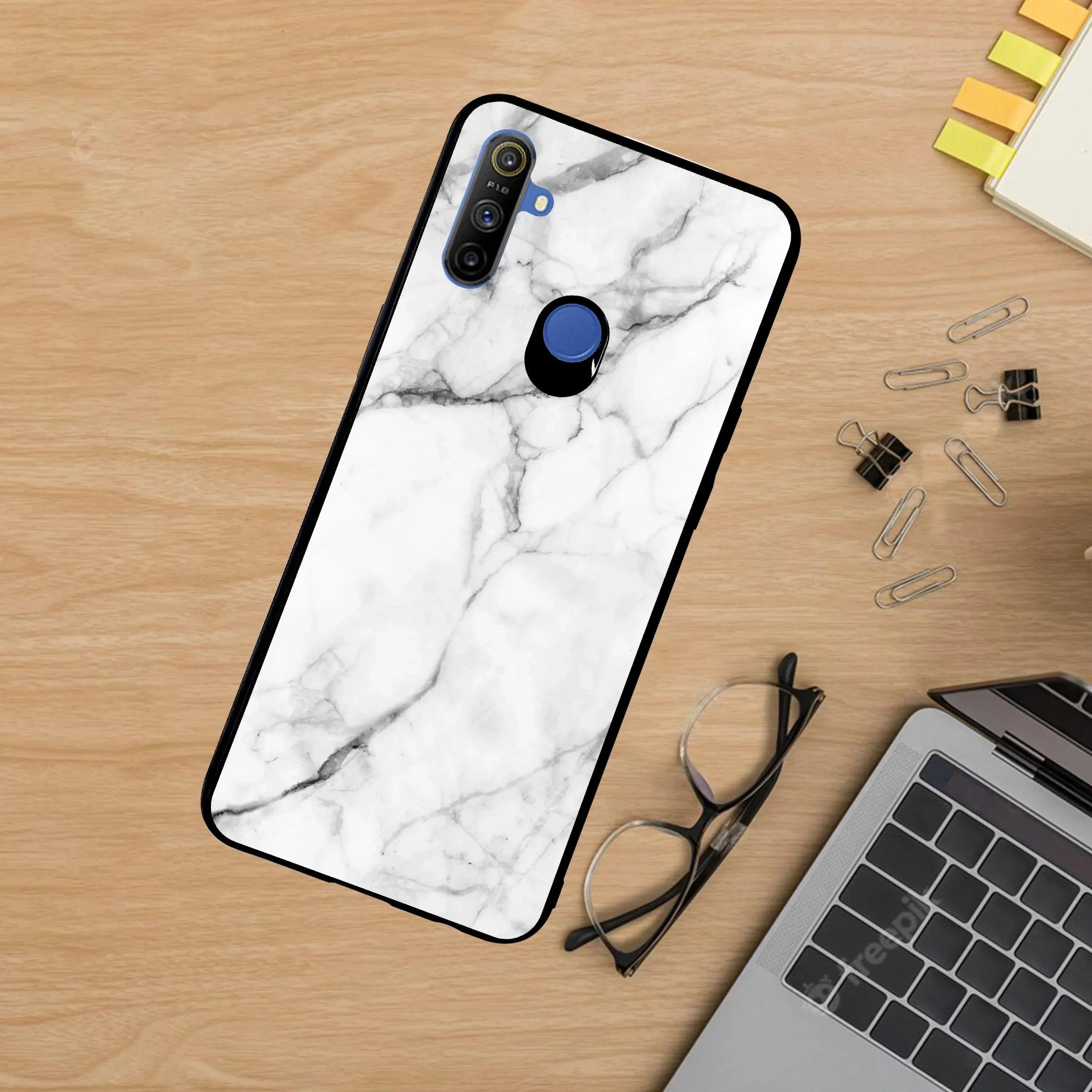 White Marble Patter Glass Case Cover For Realme/Narzo - ShopOnCliQ
