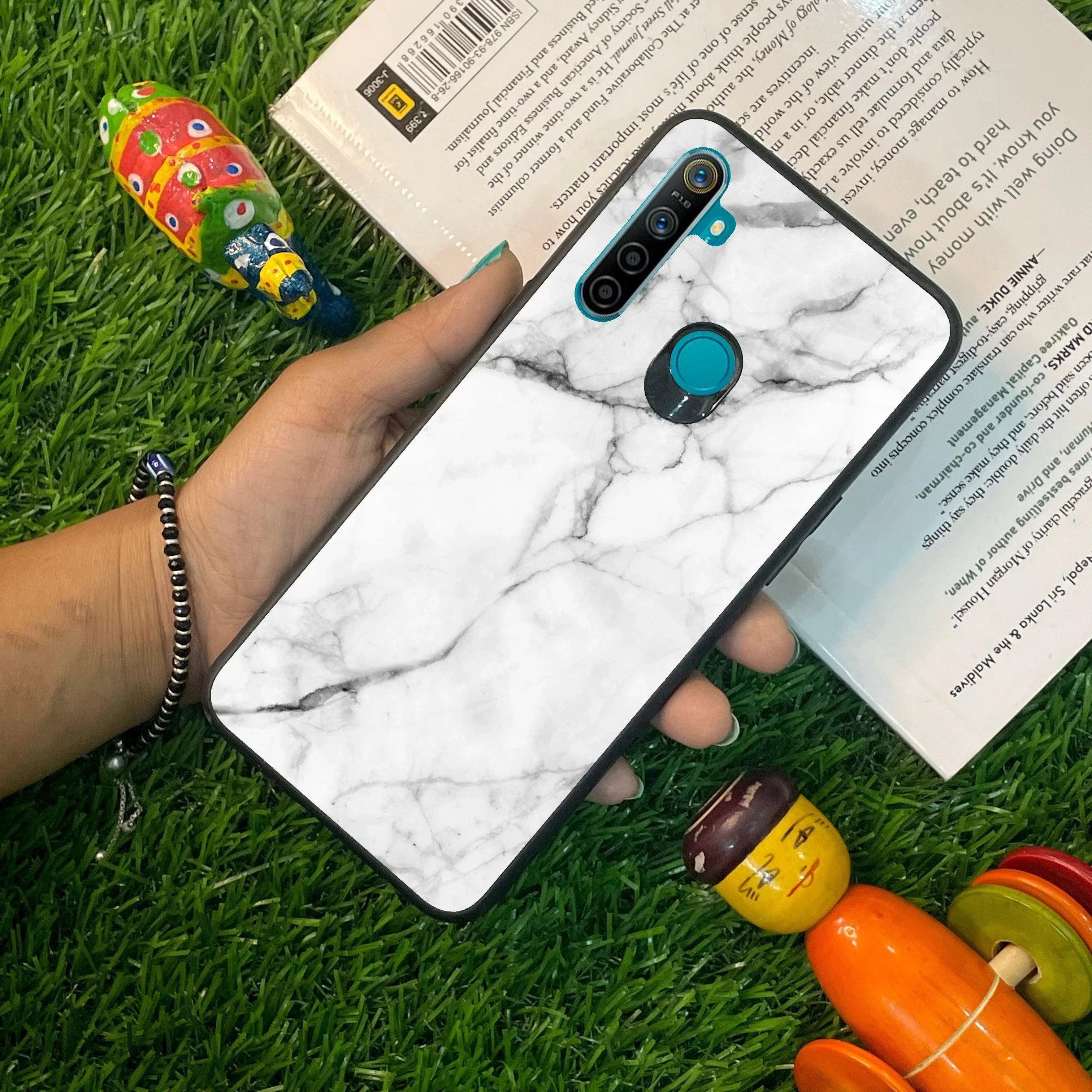 White Marble Patter Glass Case Cover For Realme/Narzo - ShopOnCliQ