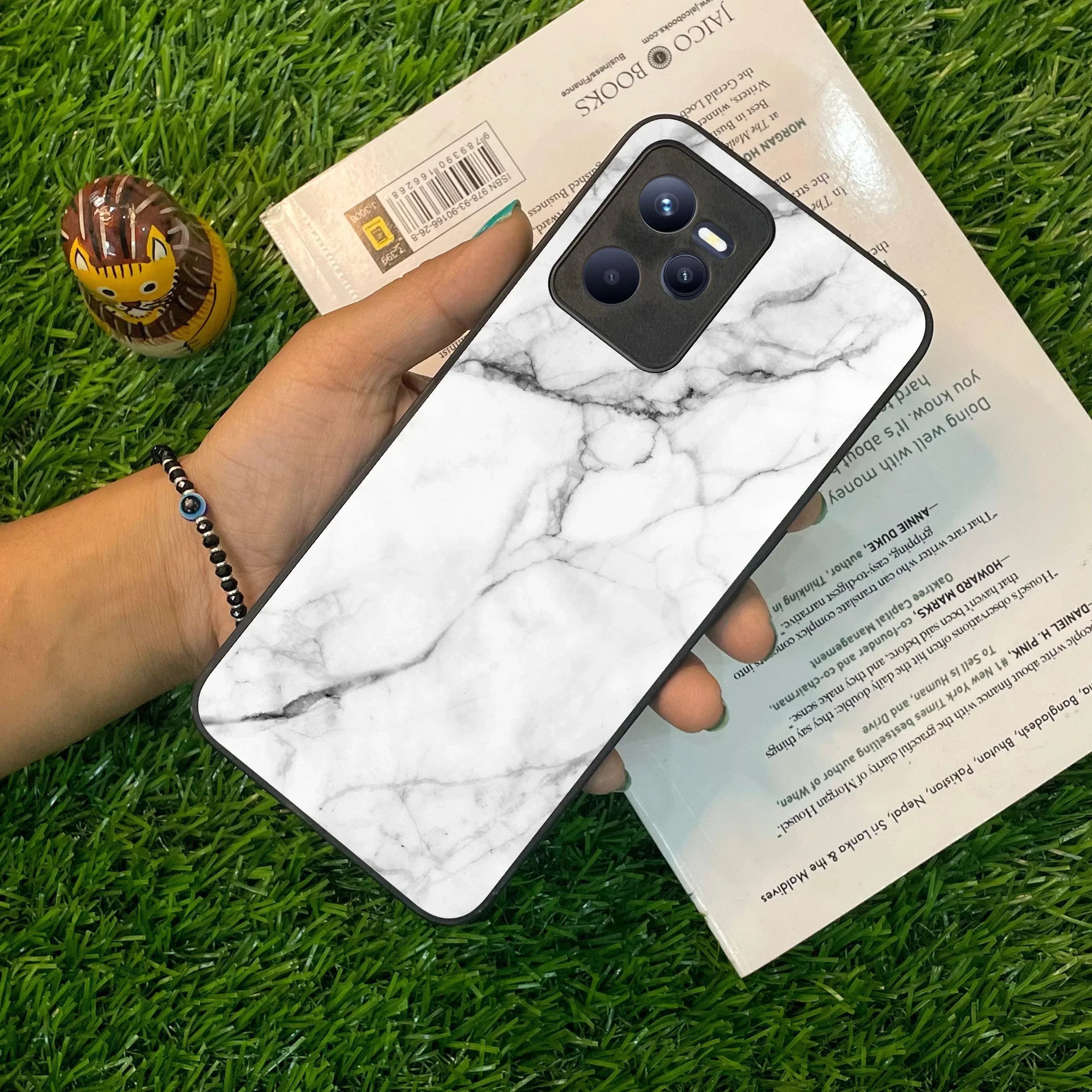White Marble Patter Glass Case Cover For Realme/Narzo - ShopOnCliQ