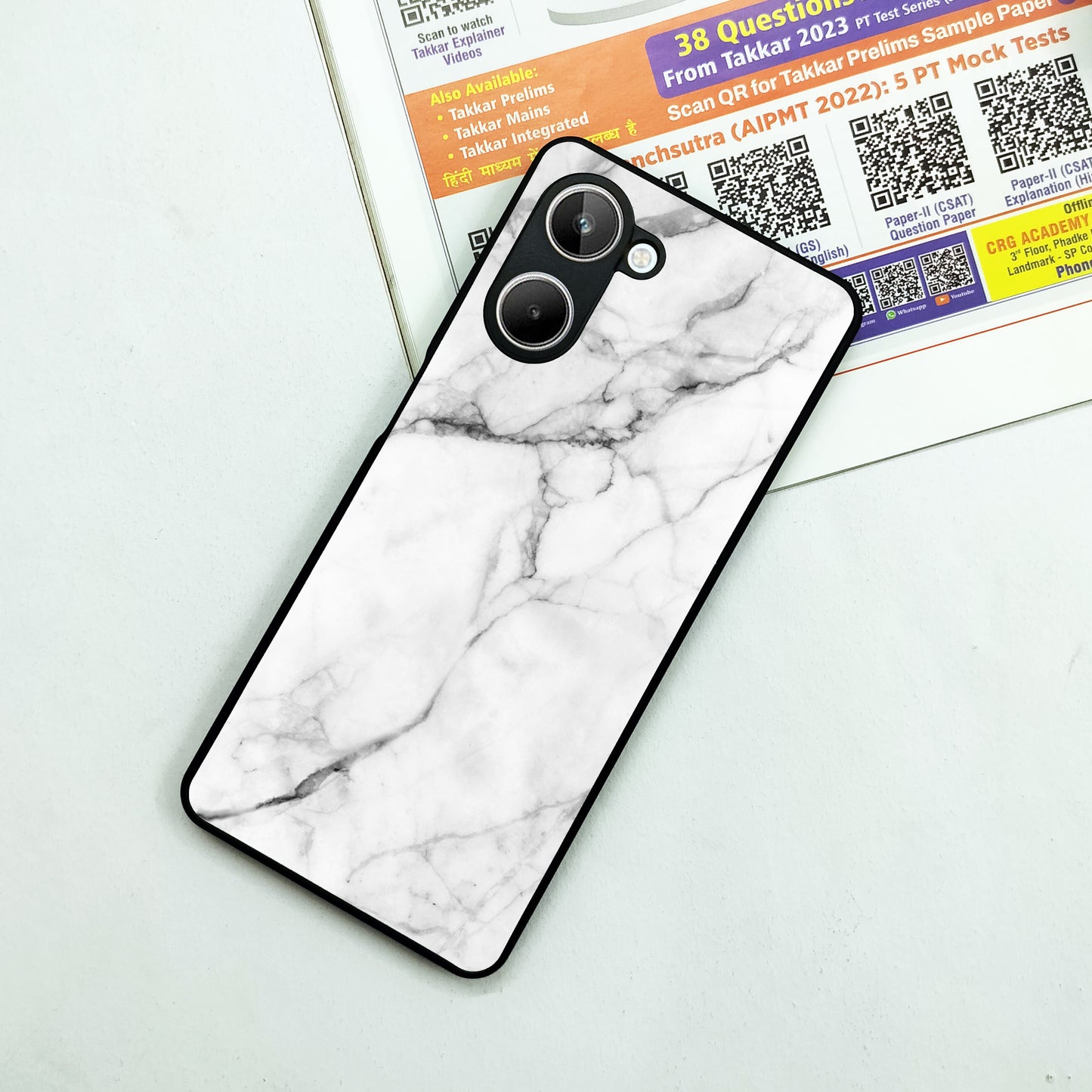 White Marble Patter Glass Case Cover For Realme/Narzo ShopOnCliQ