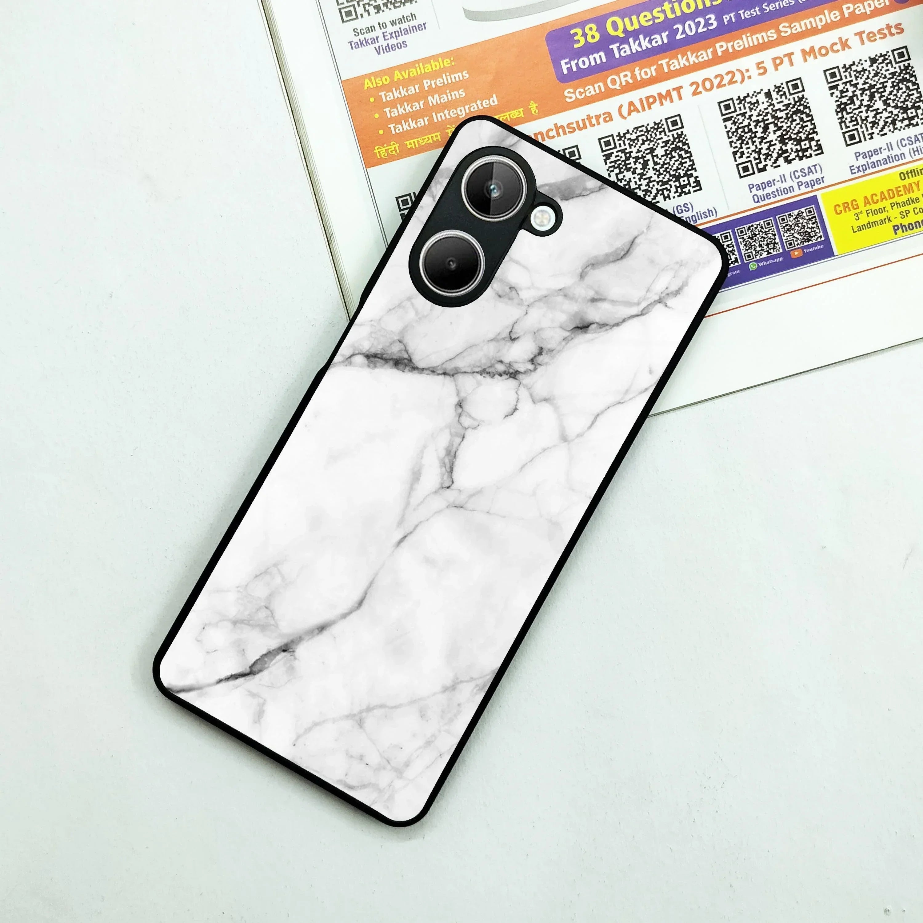 White Marble Patter Glass Case Cover For Realme/Narzo - ShopOnCliQ