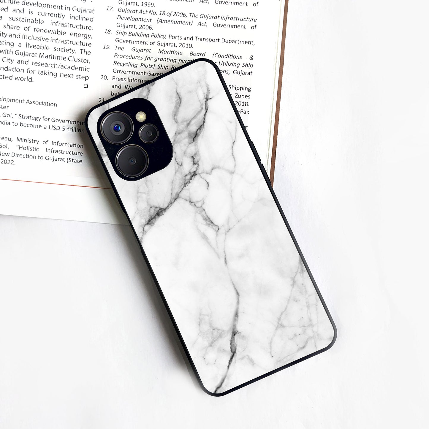 White Marble Patter Glass Case Cover For Realme/Narzo ShopOnCliQ