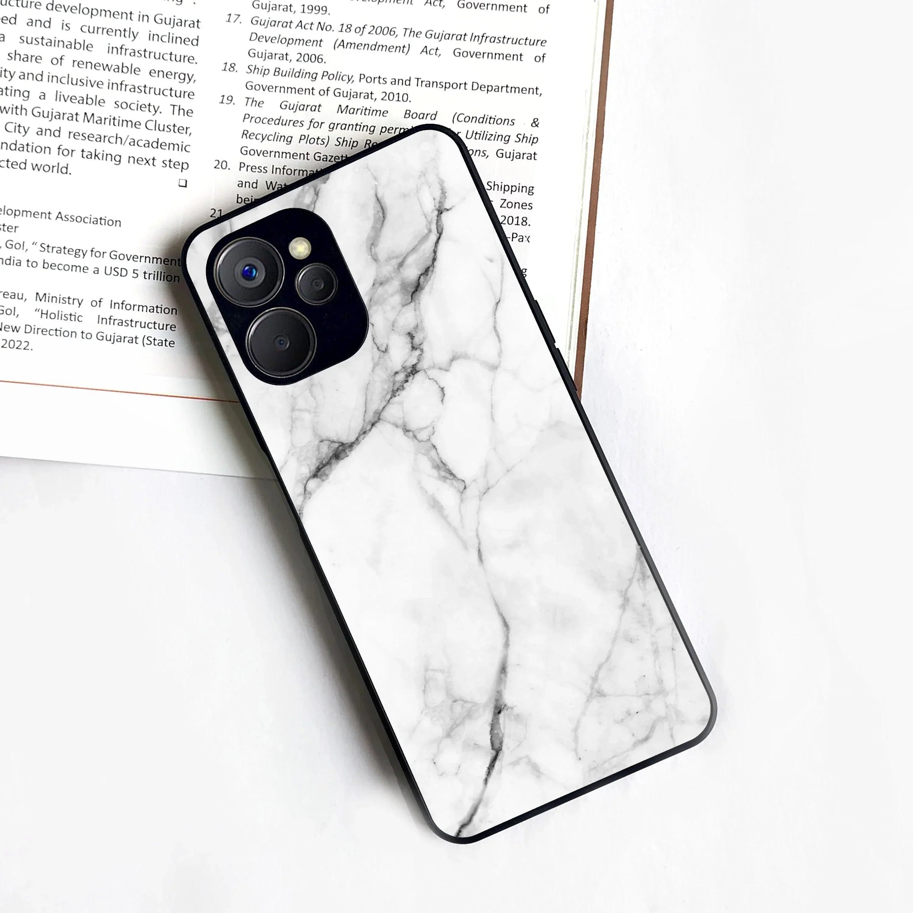 White Marble Patter Glass Case Cover For Realme/Narzo - ShopOnCliQ