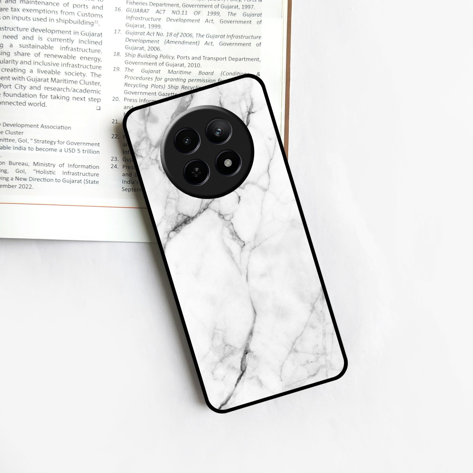 White Marble Patter Glass Case Cover For Realme/Narzo ShopOnCliQ