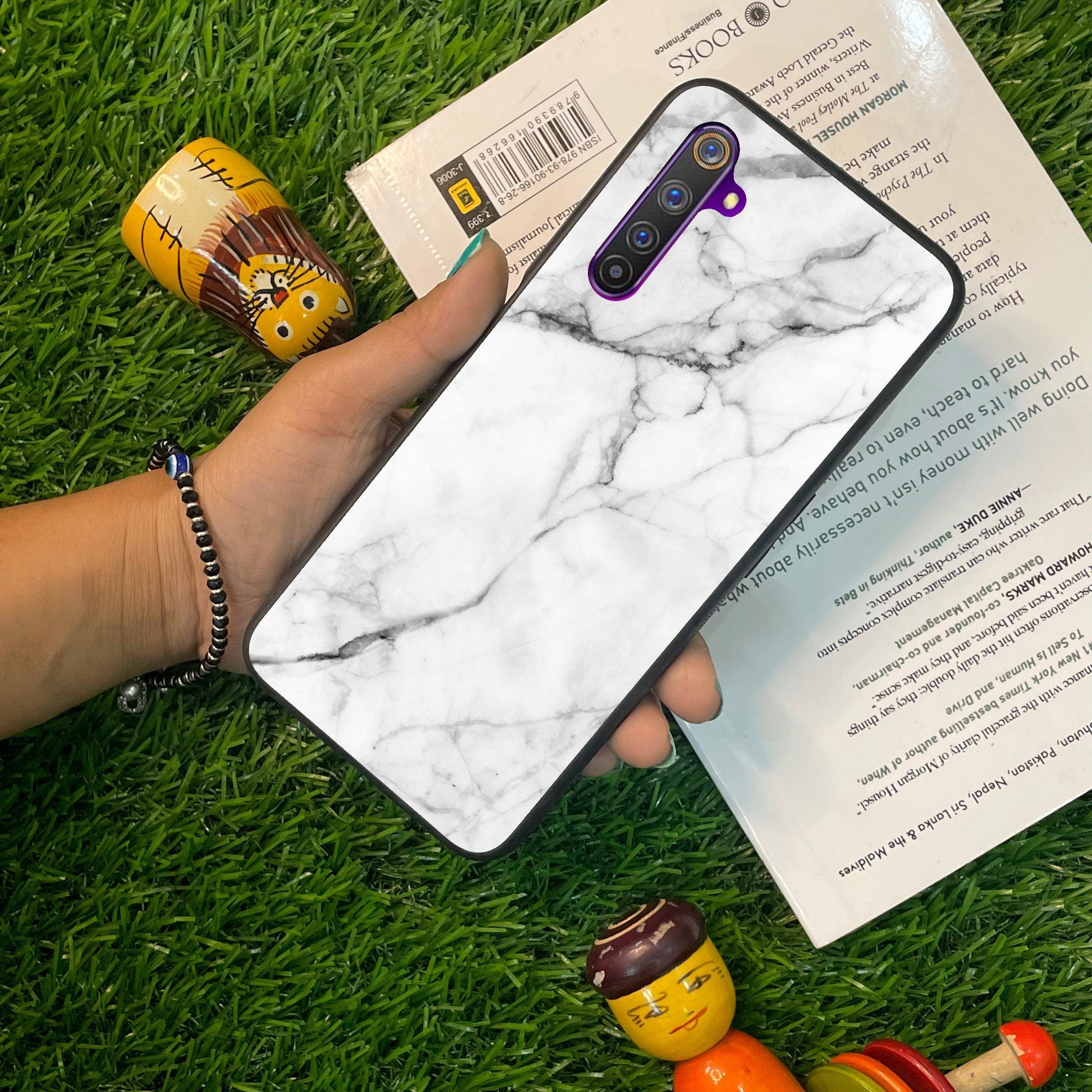 White Marble Patter Glass Case Cover For Realme/Narzo - ShopOnCliQ