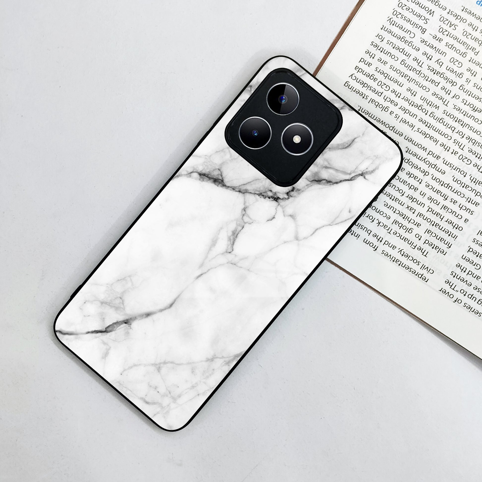 White Marble Patter Glass Case Cover For Realme/Narzo ShopOnCliQ