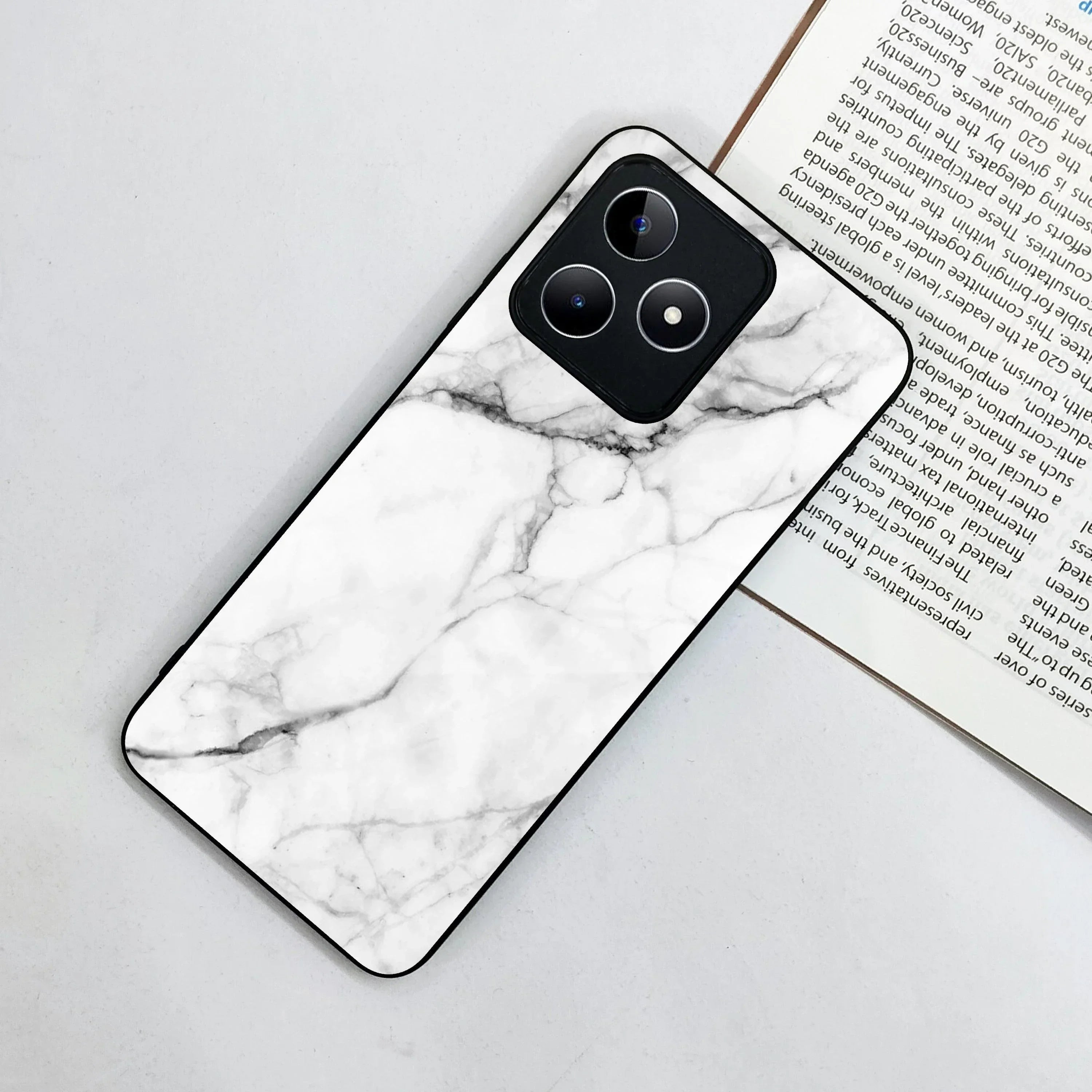 White Marble Patter Glass Case Cover For Realme/Narzo - ShopOnCliQ