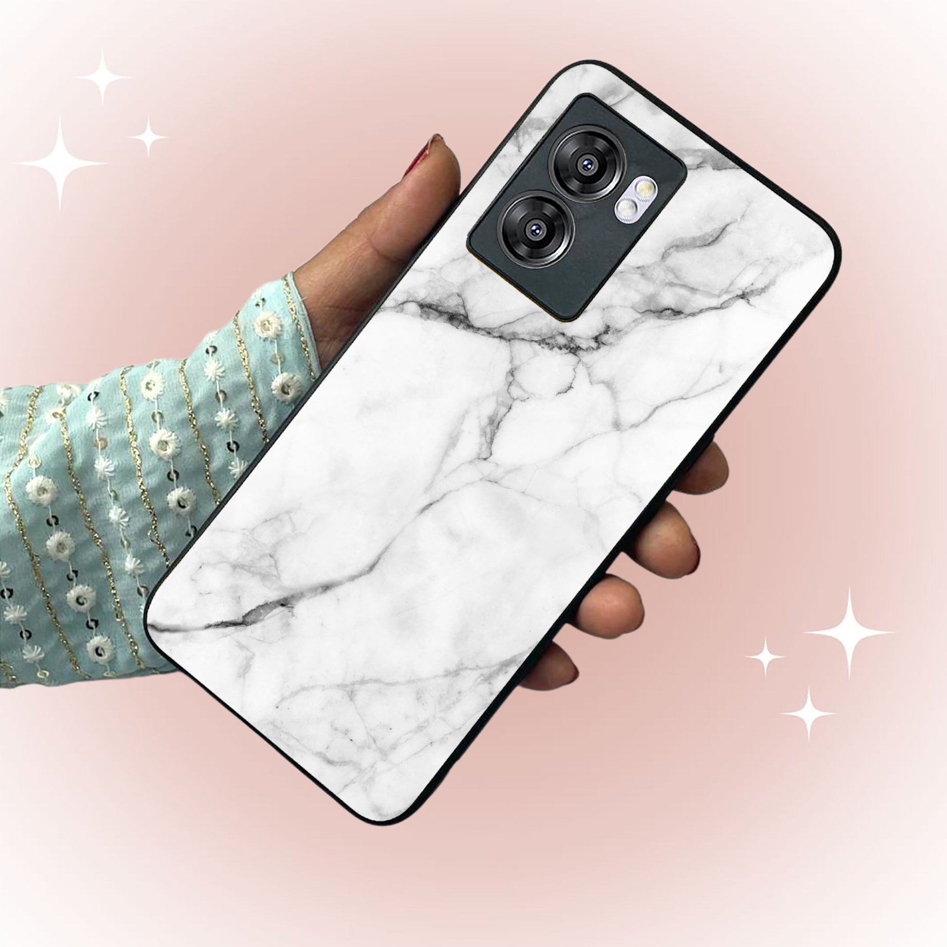 White Marble Patter Glass Case Cover For Realme/Narzo ShopOnCliQ