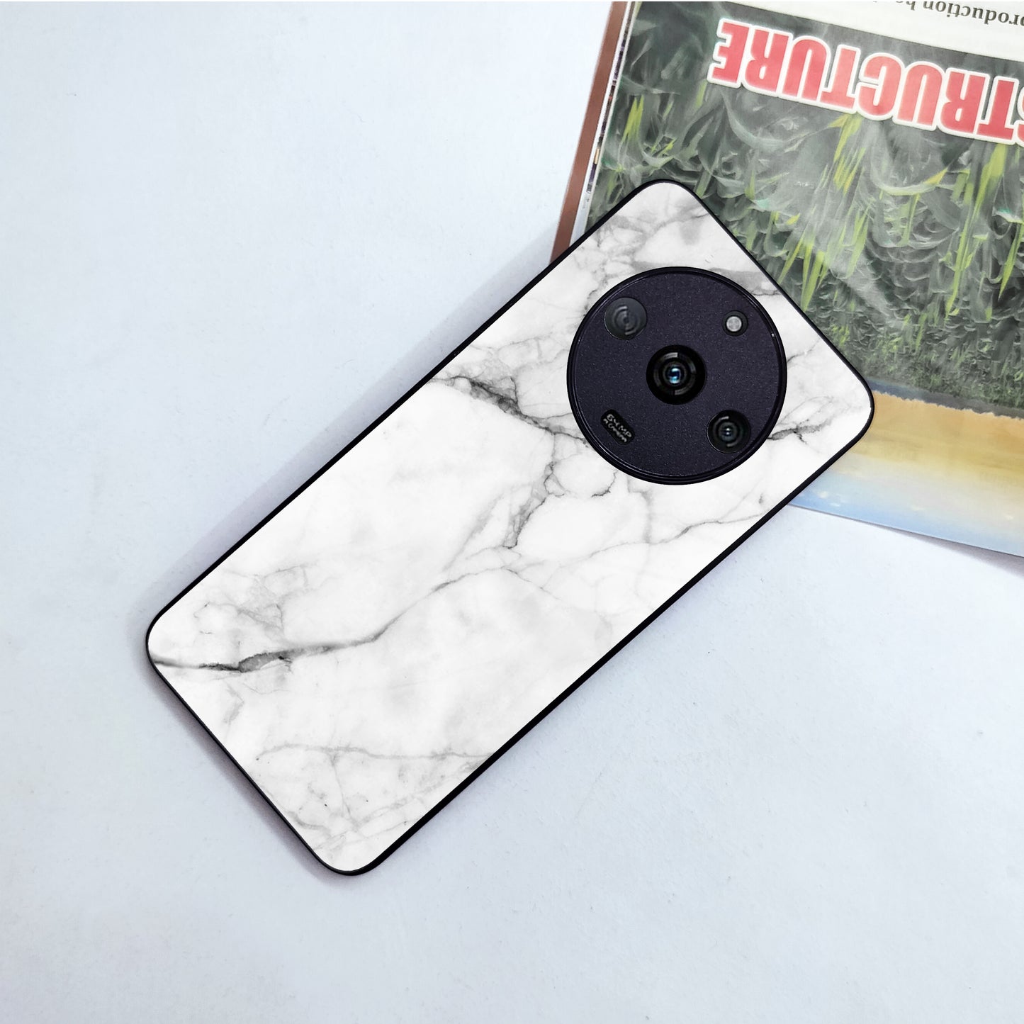 White Marble Patter Glass Case Cover For Realme/Narzo ShopOnCliQ