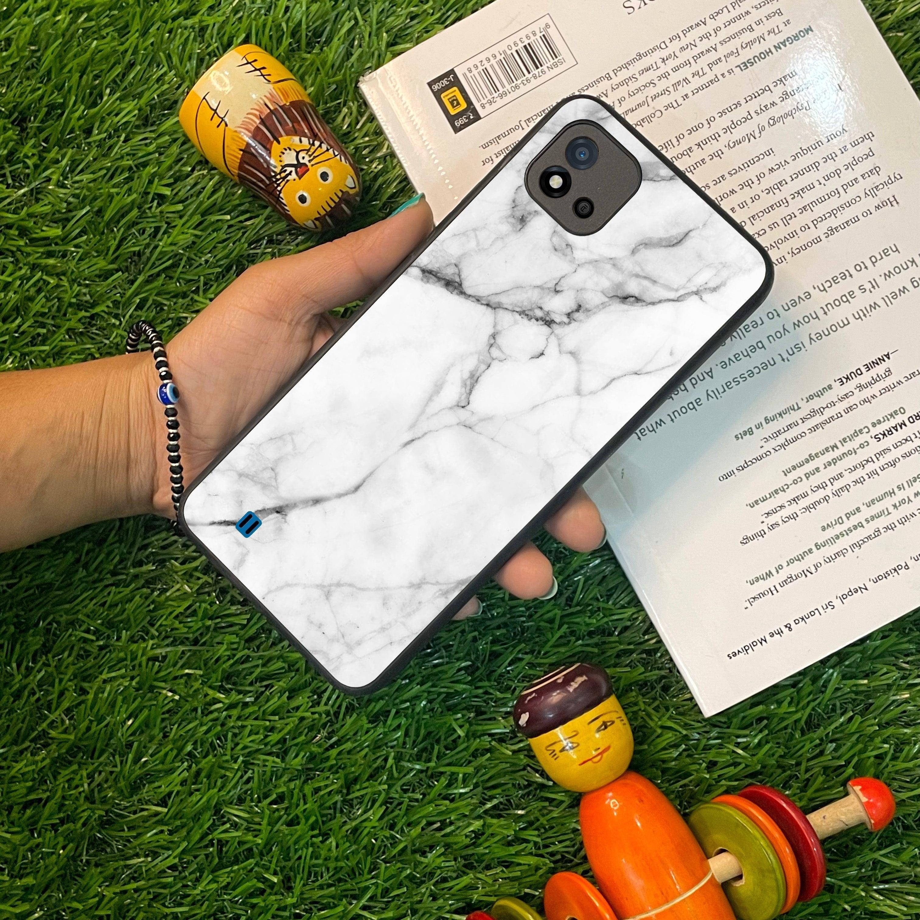 White Marble Patter Glass Case Cover For Realme/Narzo - ShopOnCliQ
