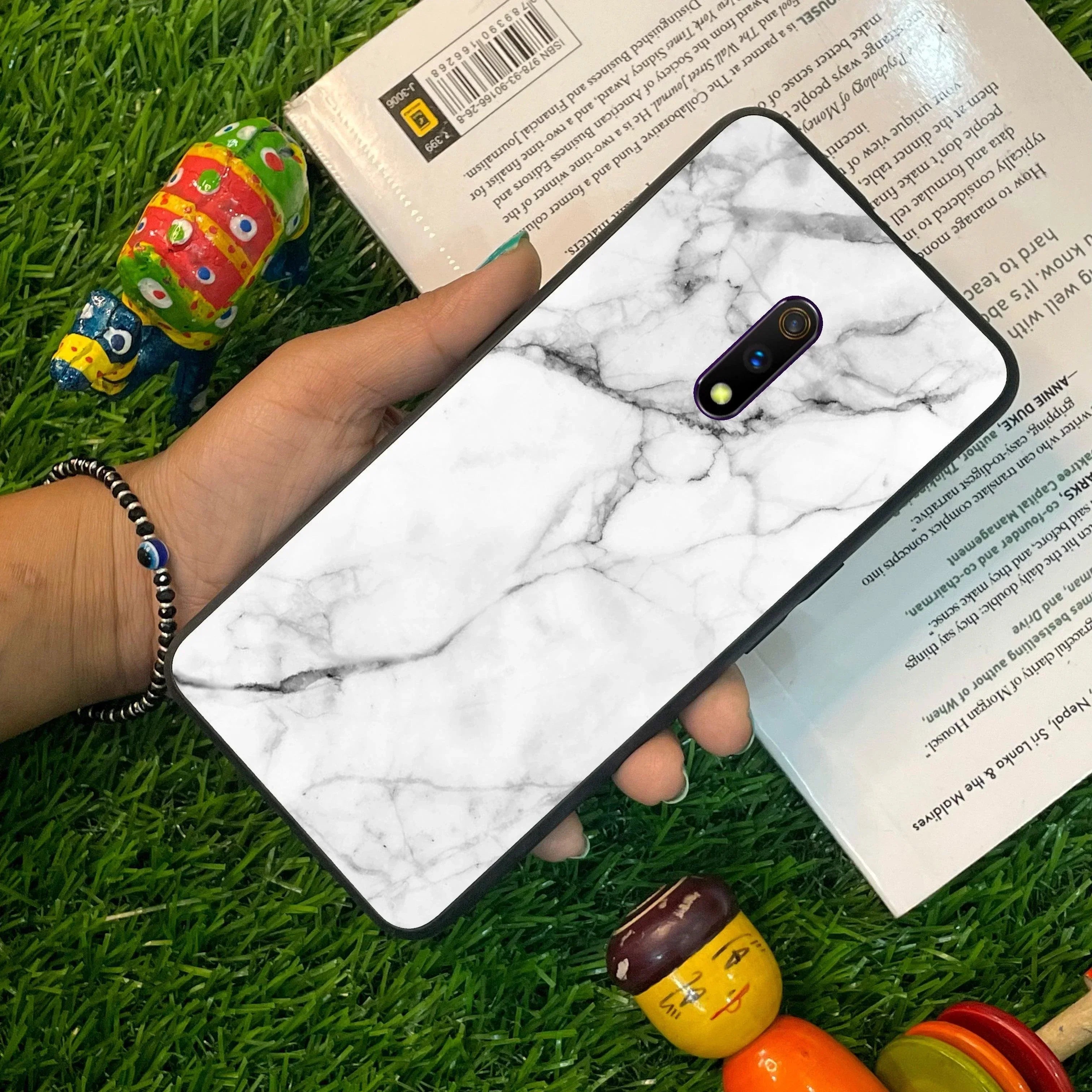 White Marble Patter Glass Case Cover For Realme/Narzo - ShopOnCliQ