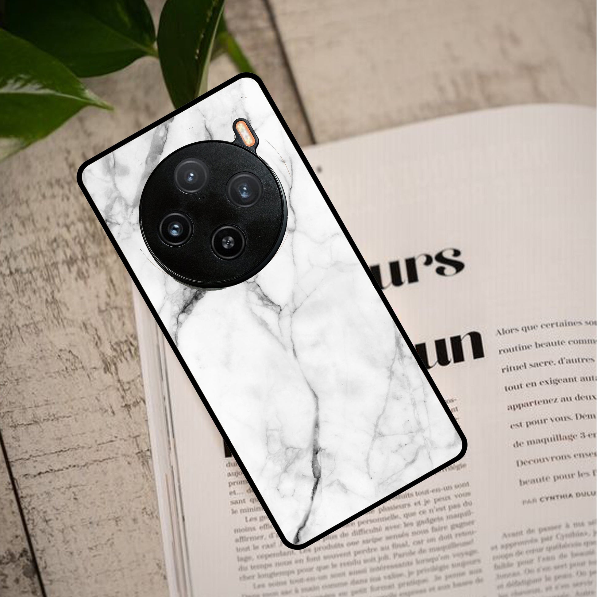 White Marble Patter Glass Case Cover For Vivo ShopOnCliQ