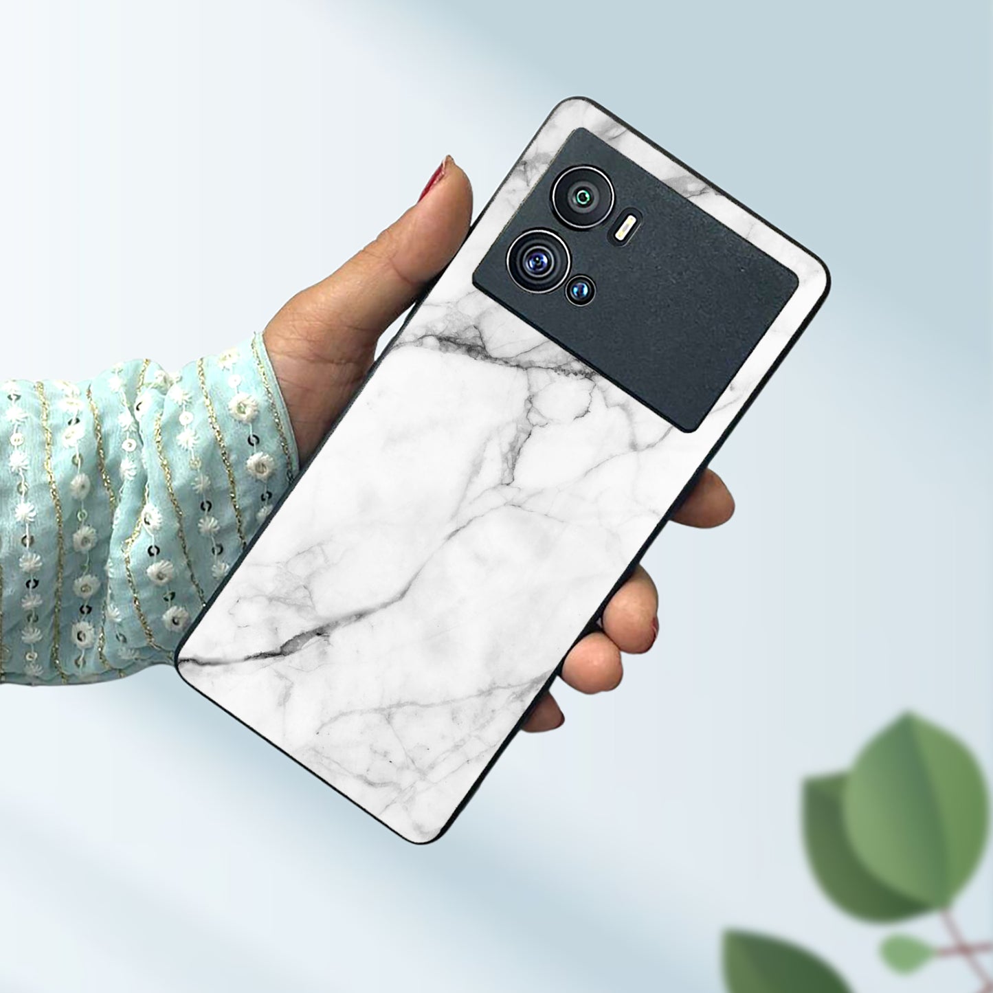 White Marble Patter Glass Case Cover For Vivo ShopOnCliQ