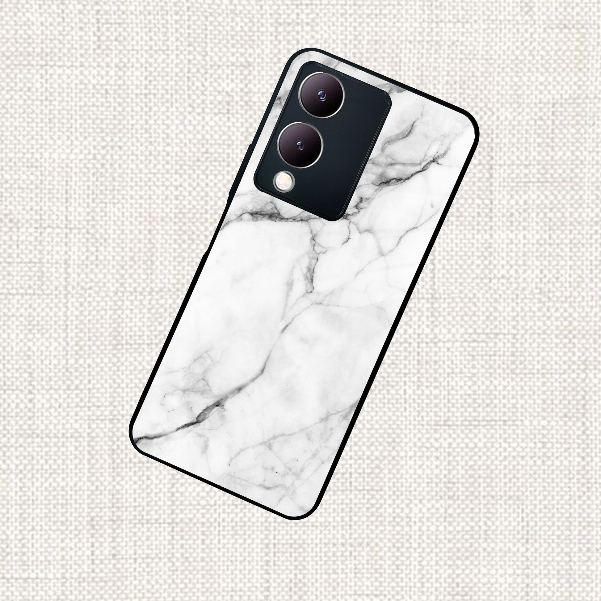 White Marble Patter Glass Case Cover For Vivo ShopOnCliQ