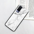 White Marble Patter Glass Case Cover For Vivo - ShopOnCliQ