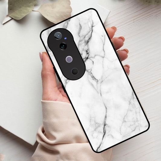 White Marble Patter Glass Case Cover For Vivo ShopOnCliQ