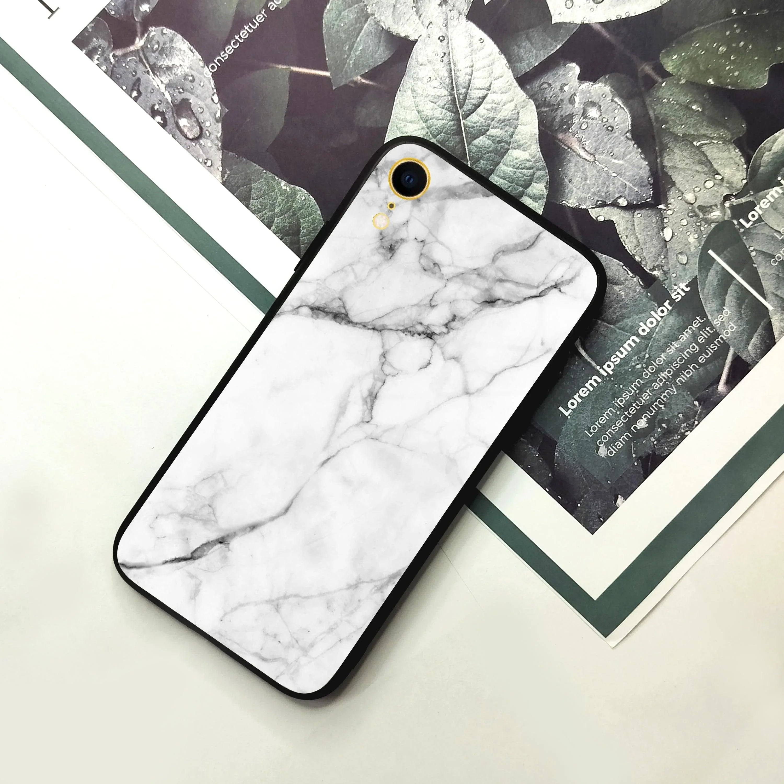 White Marble Patter Glass Case Cover For iPhone - ShopOnCliQ