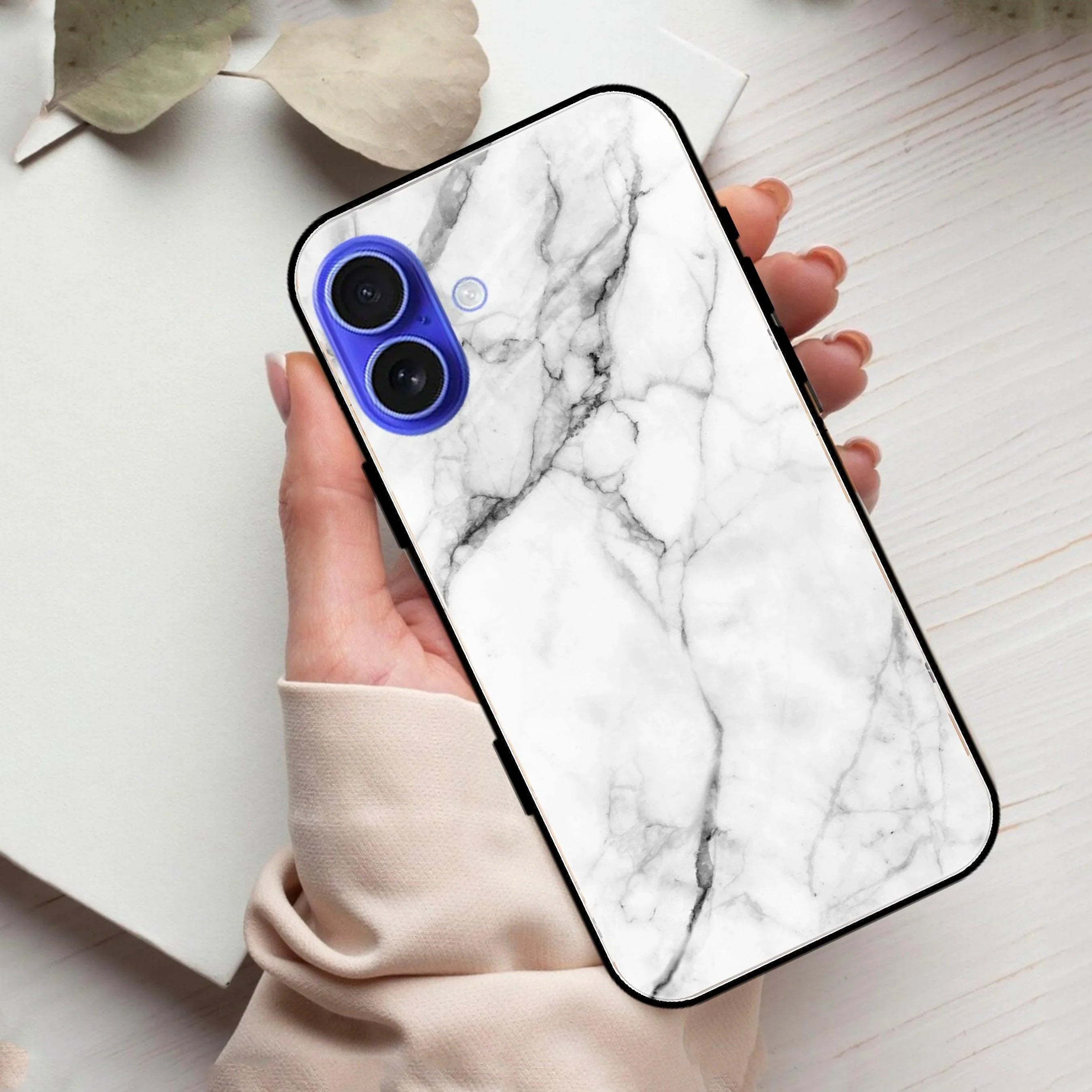 White Marble Patter Glass Case Cover For iPhone - ShopOnCliQ