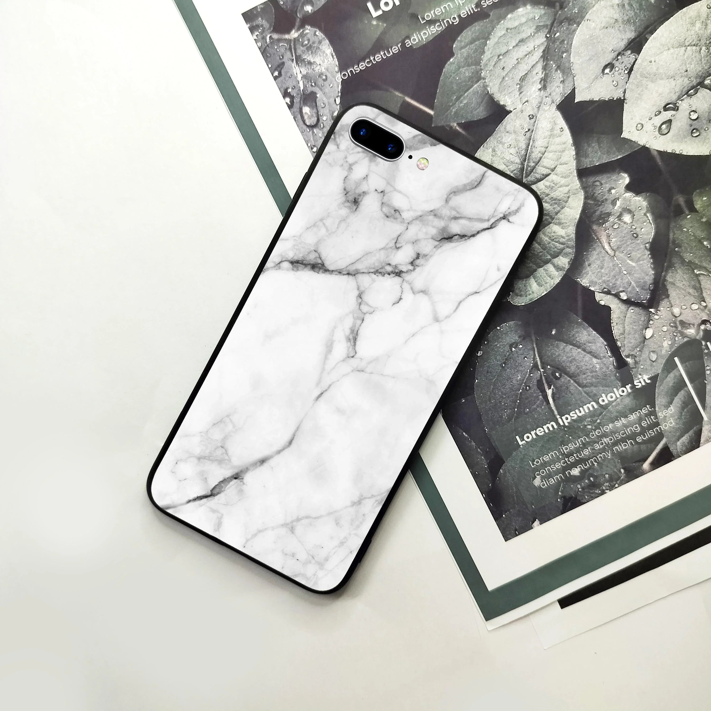 White Marble Patter Glass Case Cover For iPhone - ShopOnCliQ